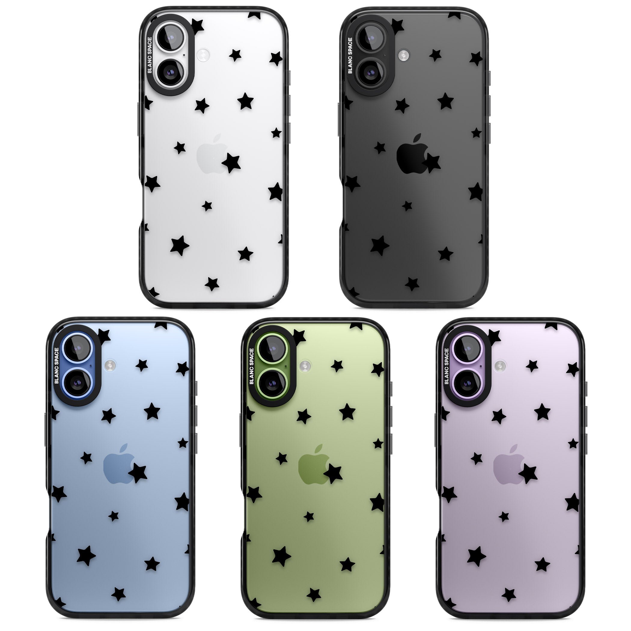 Starry Night Black Stars iPhone 17 Impact Black Phone Case APT Impact Protection