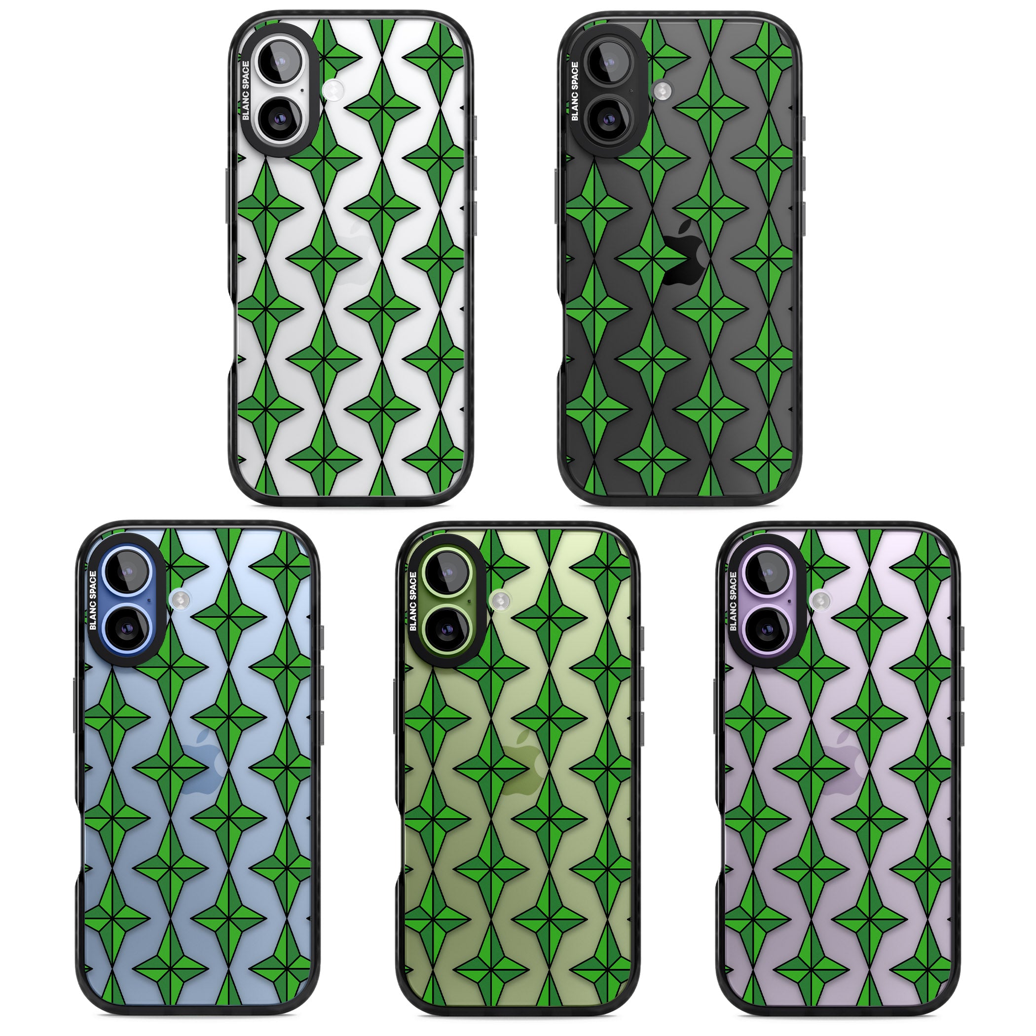 Emerald Stars Pattern (Clear) iPhone 17 Impact Black Phone Case APT Impact Protection