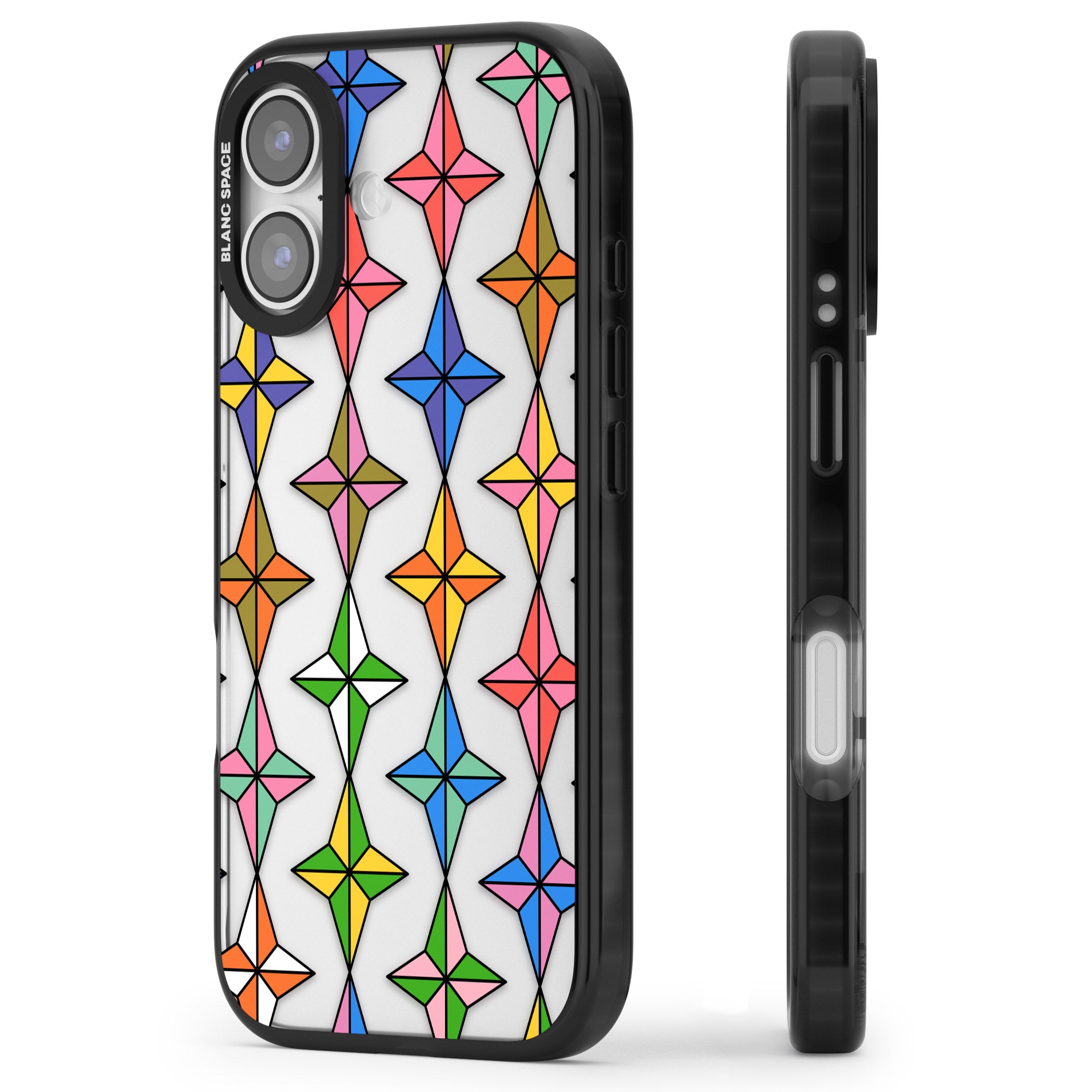Multi Colour Stars Pattern iPhone 17 Impact Black Phone Case Side Profile
