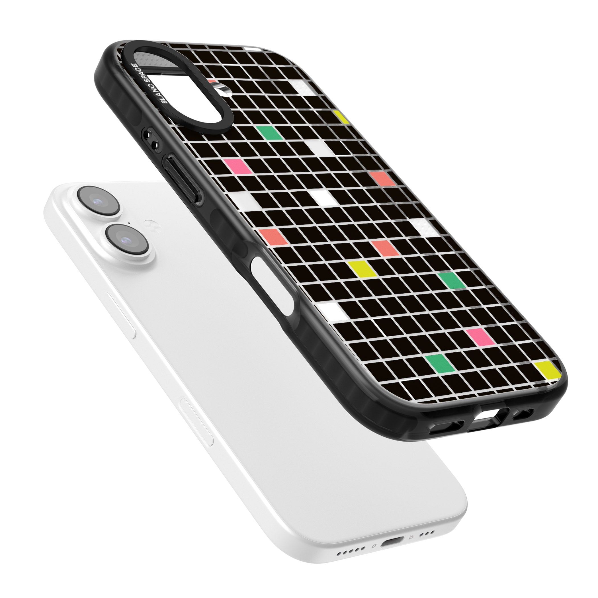 Vibrant Black Geometric Grid iPhone 17 Impact Black Phone Case Colours