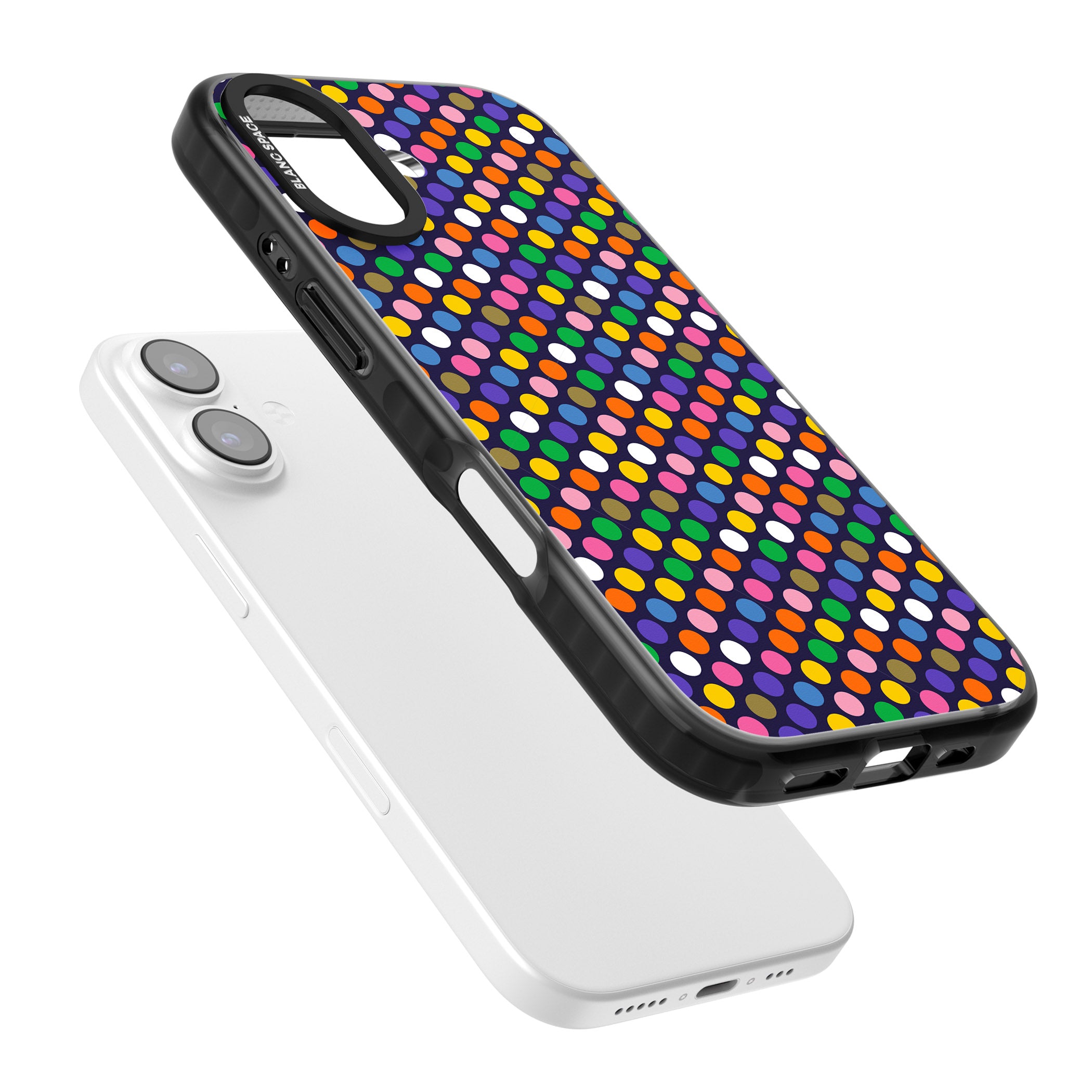 Multicolour Polka Dot Fiesta (Purple) iPhone 17 Impact Black Phone Case Colours