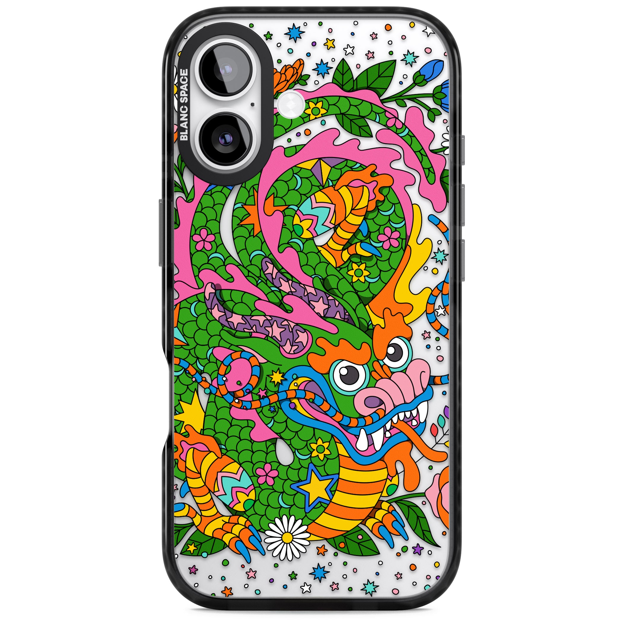 Psychedelic Jungle Dragon iPhone 17 Impact Black Phone Case
