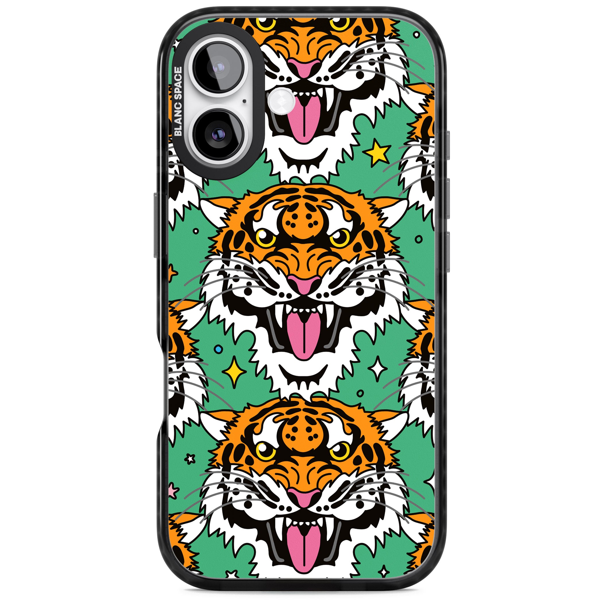 Fierce Jungle Tigers (Green) iPhone 17 Impact Black Phone Case