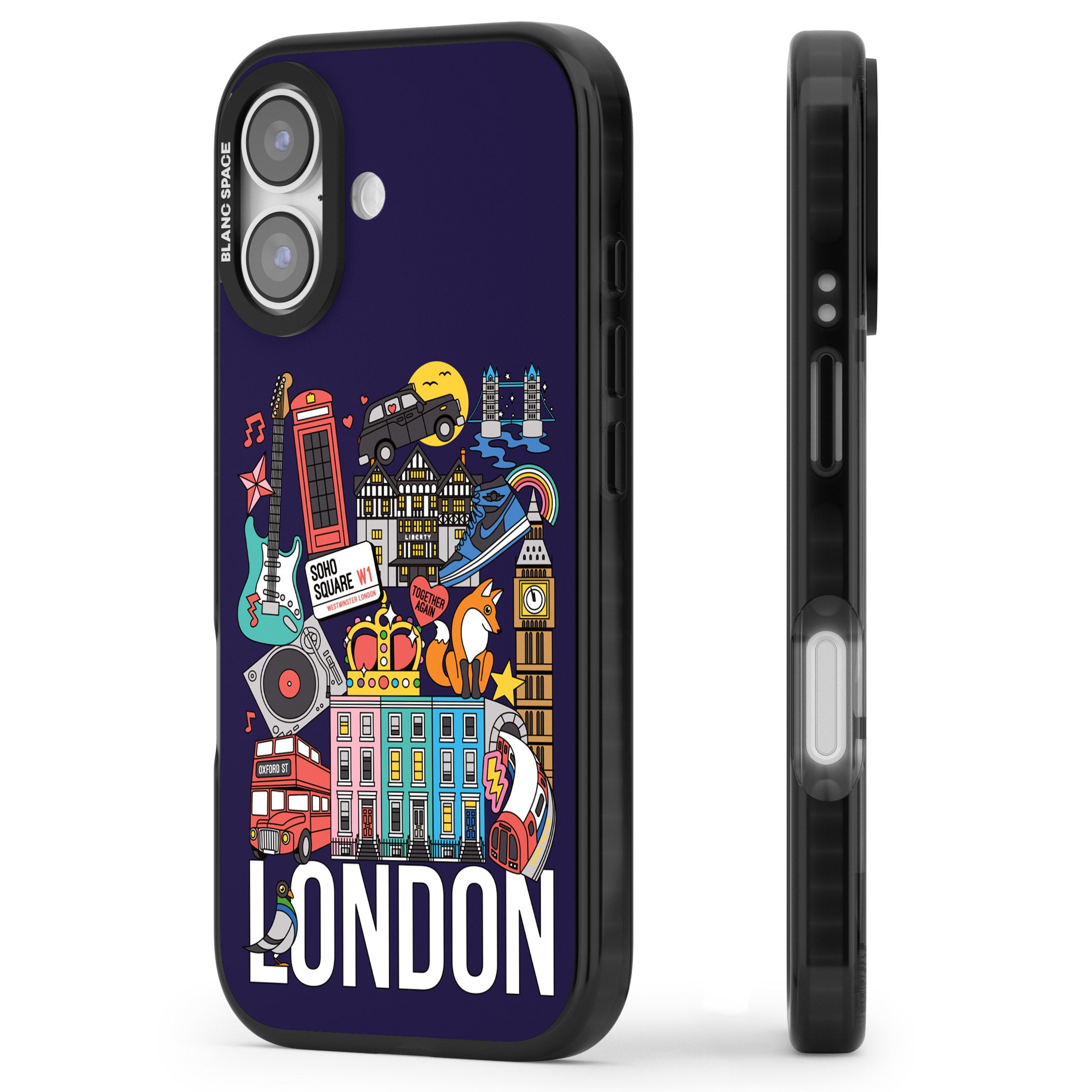 London Calling iPhone 17 Impact Black Phone Case Side Profile
