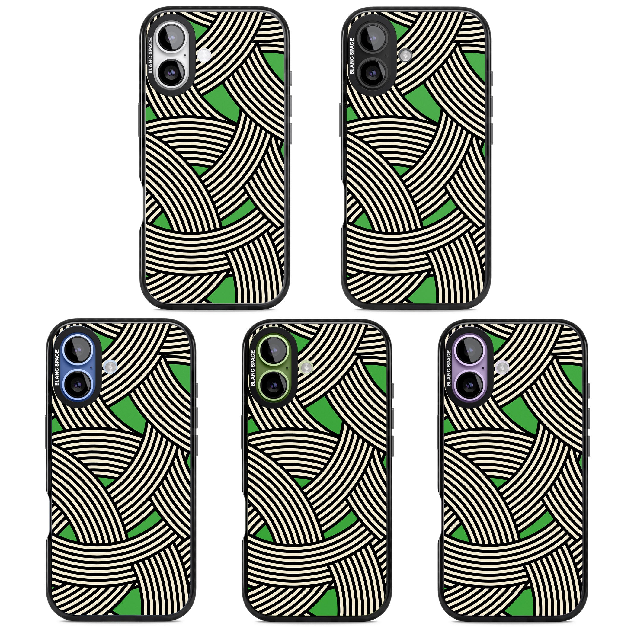 Green Optic Waves iPhone 17 Impact Black Phone Case APT Impact Protection