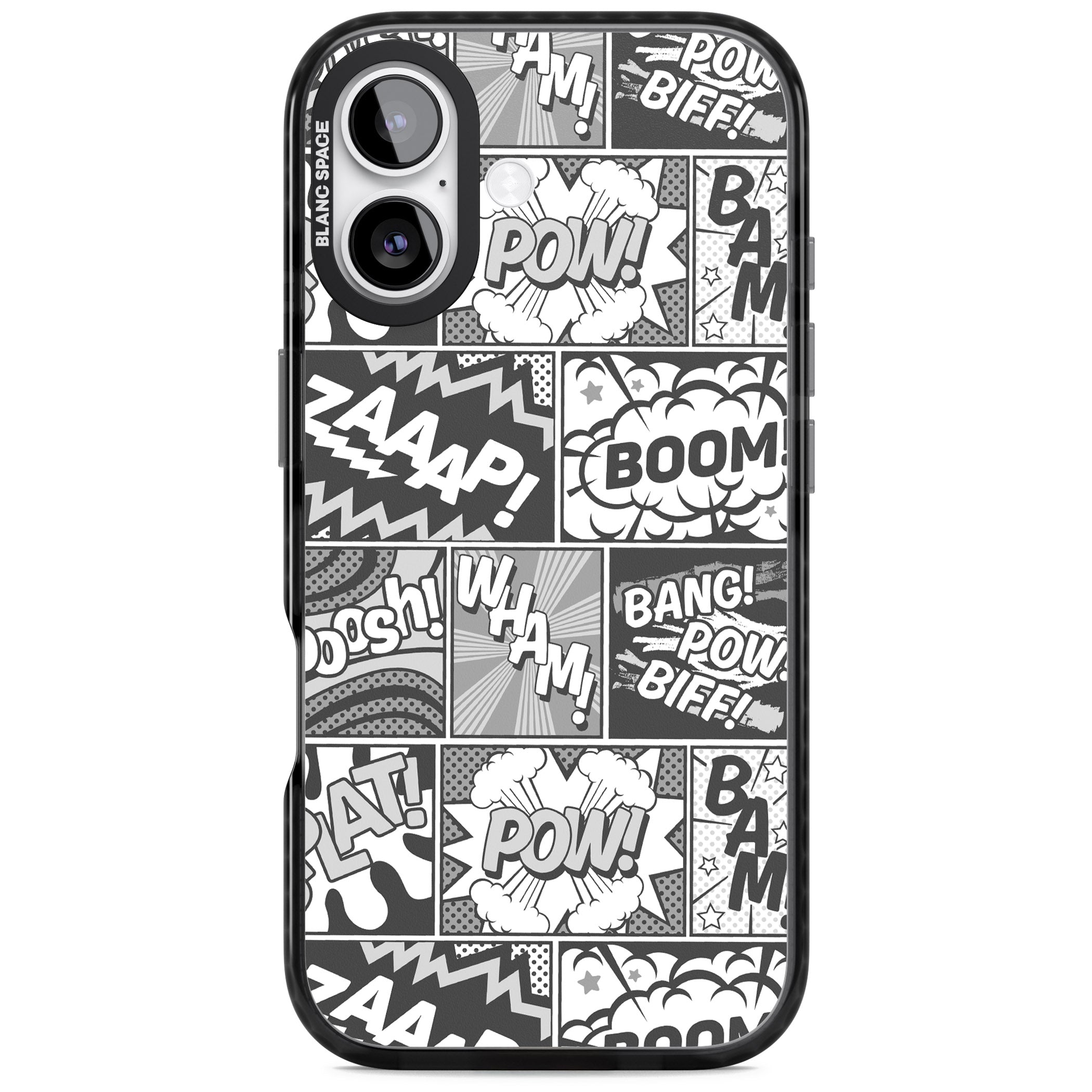 Onomatopoeia (Black & White) iPhone 17 Impact Black Phone Case
