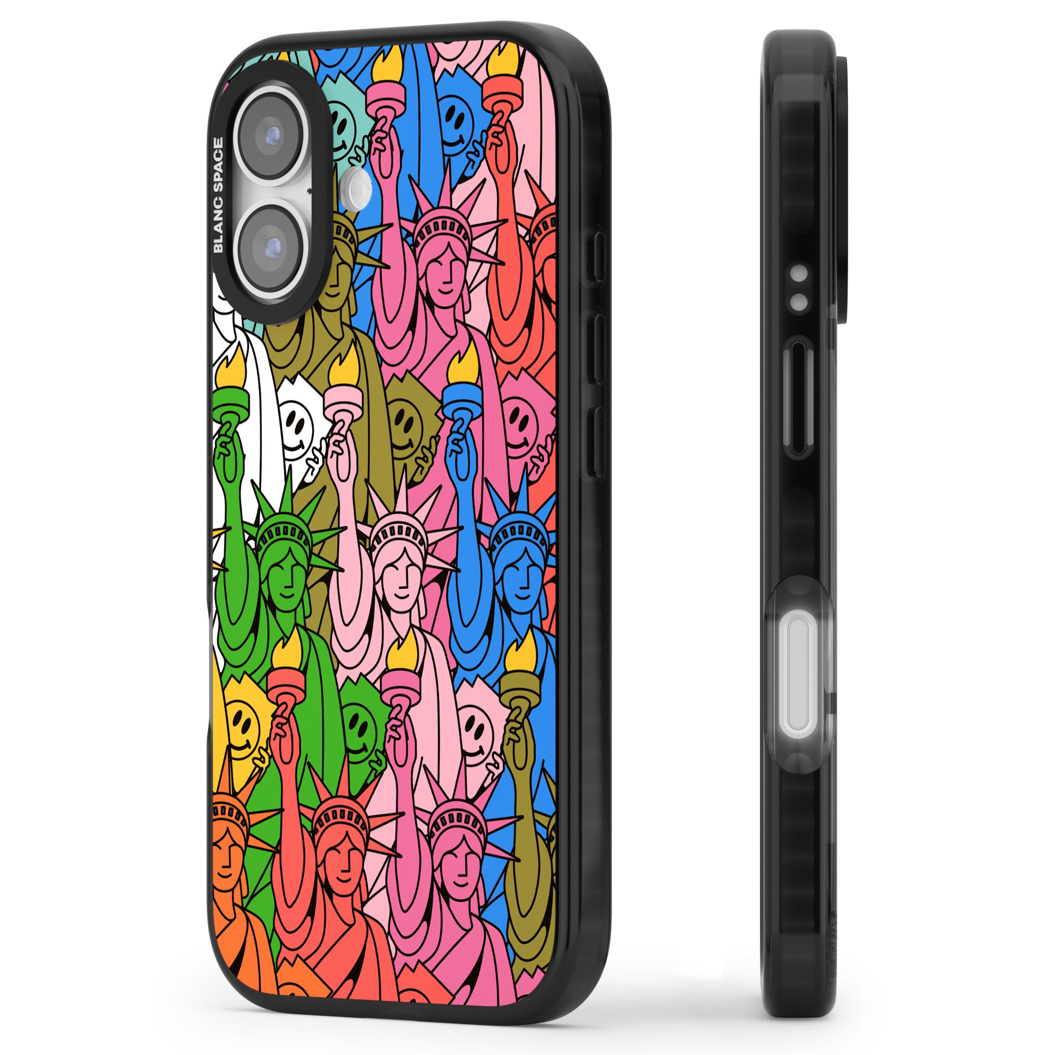 Multicolour Liberty Pattern iPhone 17 Impact Black Phone Case Side Profile