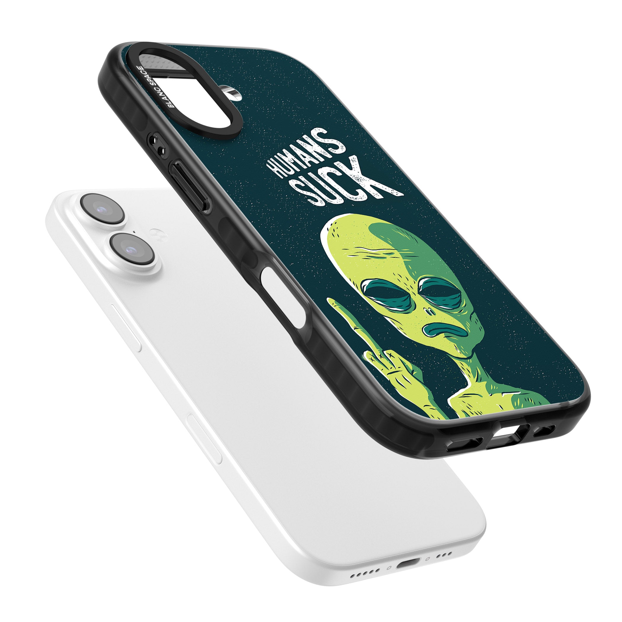 Humans Suck Alien iPhone 17 Impact Black Phone Case Colours