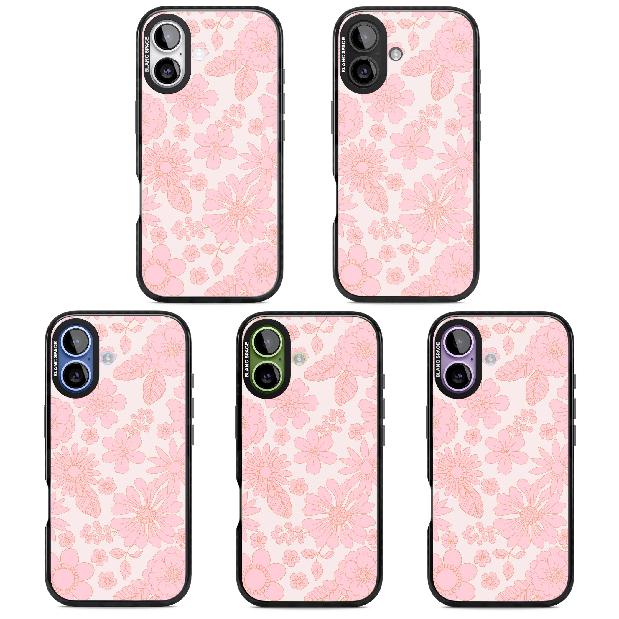 Gentle Pink Flowers iPhone 17 Impact Black Phone Case APT Impact Protection