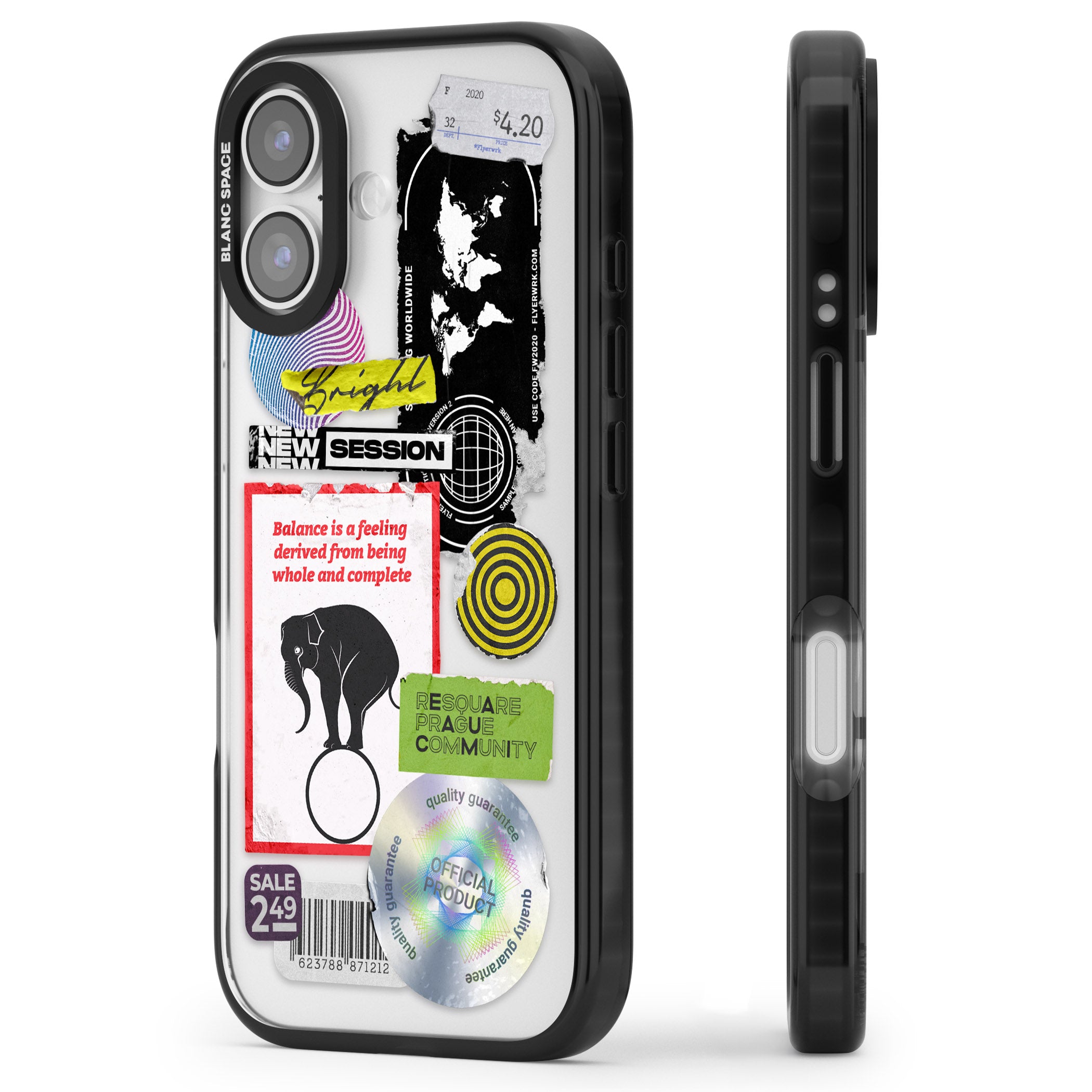 Peeled Sticker Mix iPhone 17 Impact Black Phone Case Side Profile