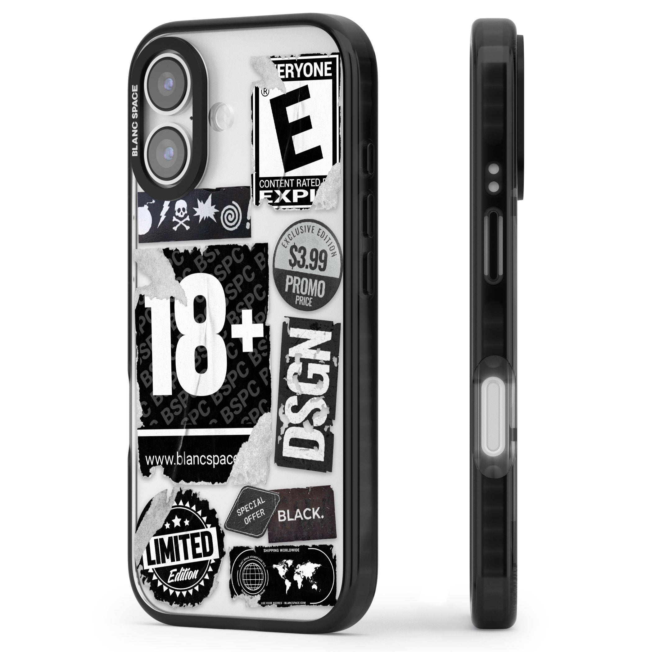 Black Sticker Mix iPhone 17 Impact Black Phone Case Side Profile