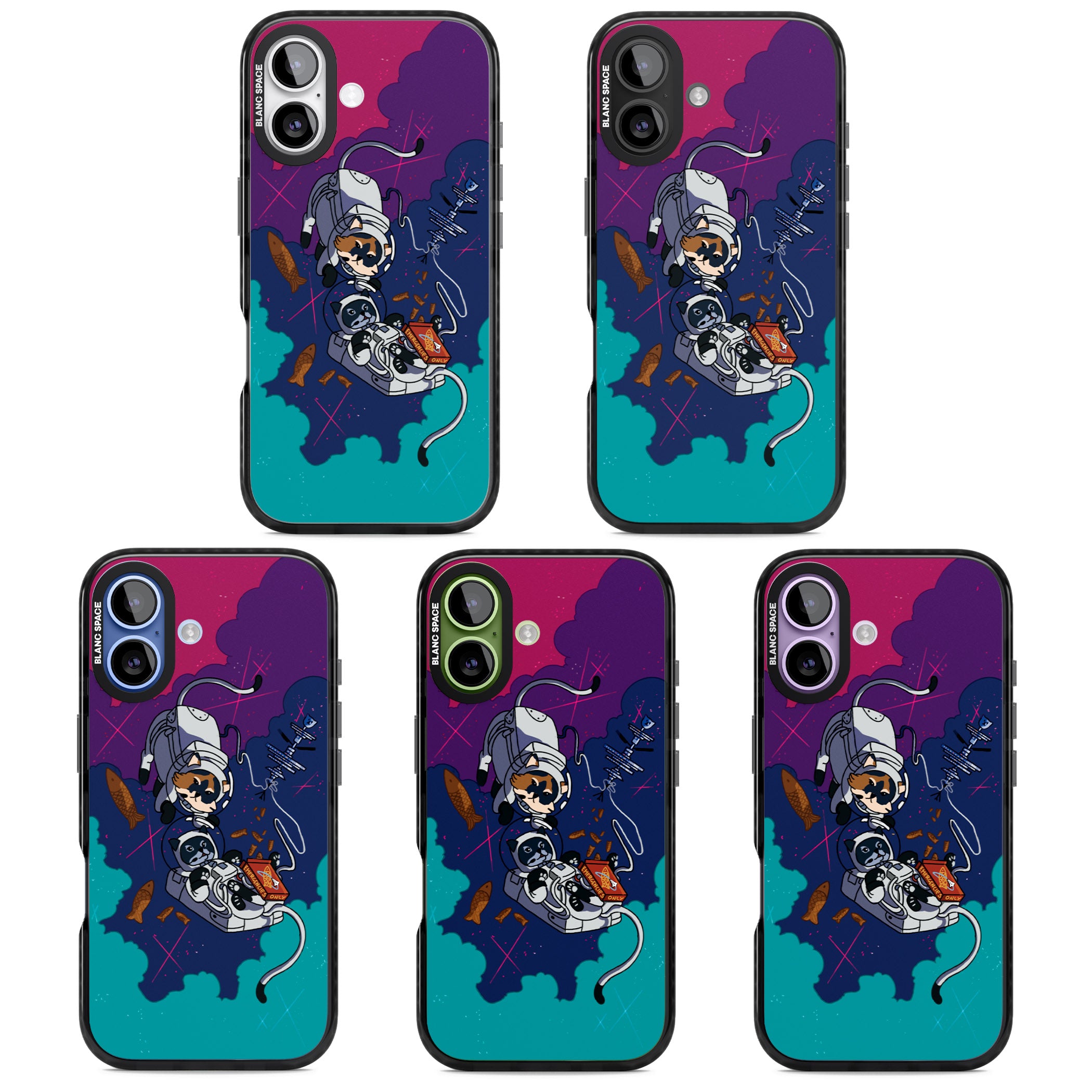 Cats In Space iPhone 17 Impact Black Phone Case APT Impact Protection