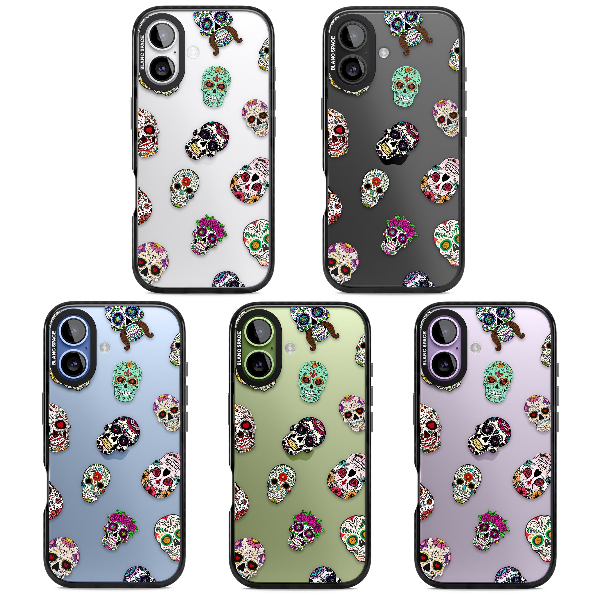 Mixed Sugar Skull Pattern iPhone 17 Impact Black Phone Case APT Impact Protection