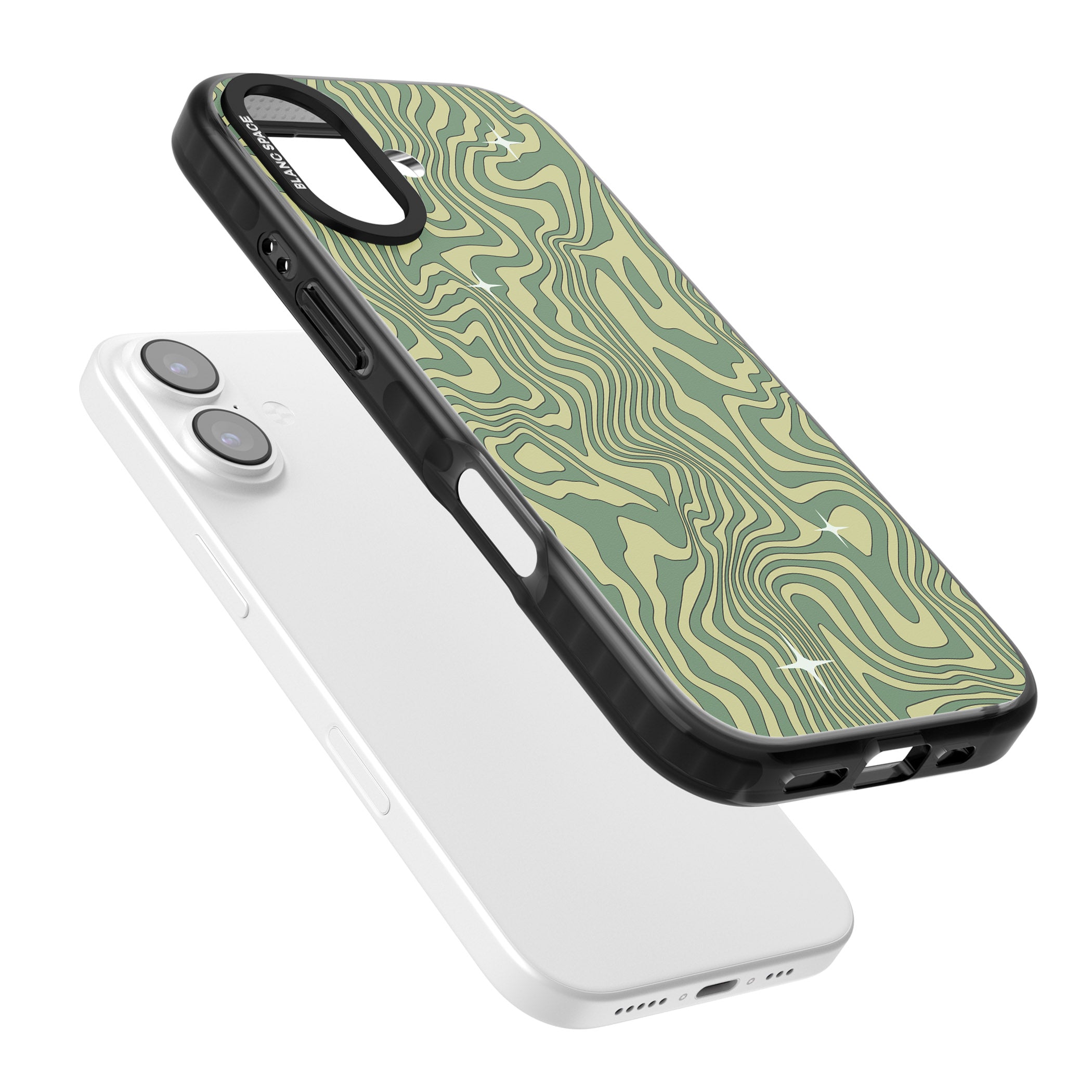 Green Abstract Wave iPhone 17 Impact Black Phone Case Colours