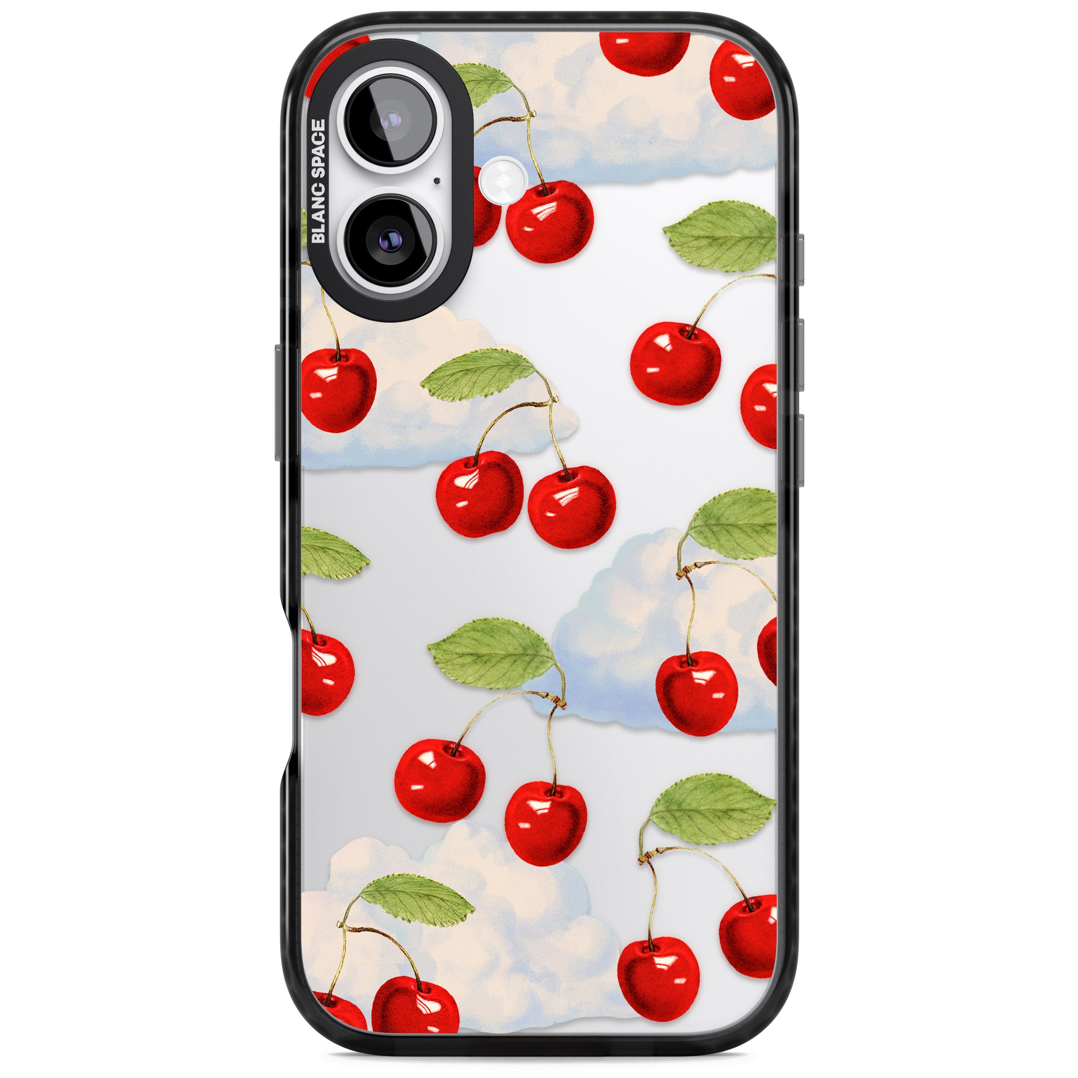 Vintage Cherries & Clouds iPhone 17 Impact Black Phone Case