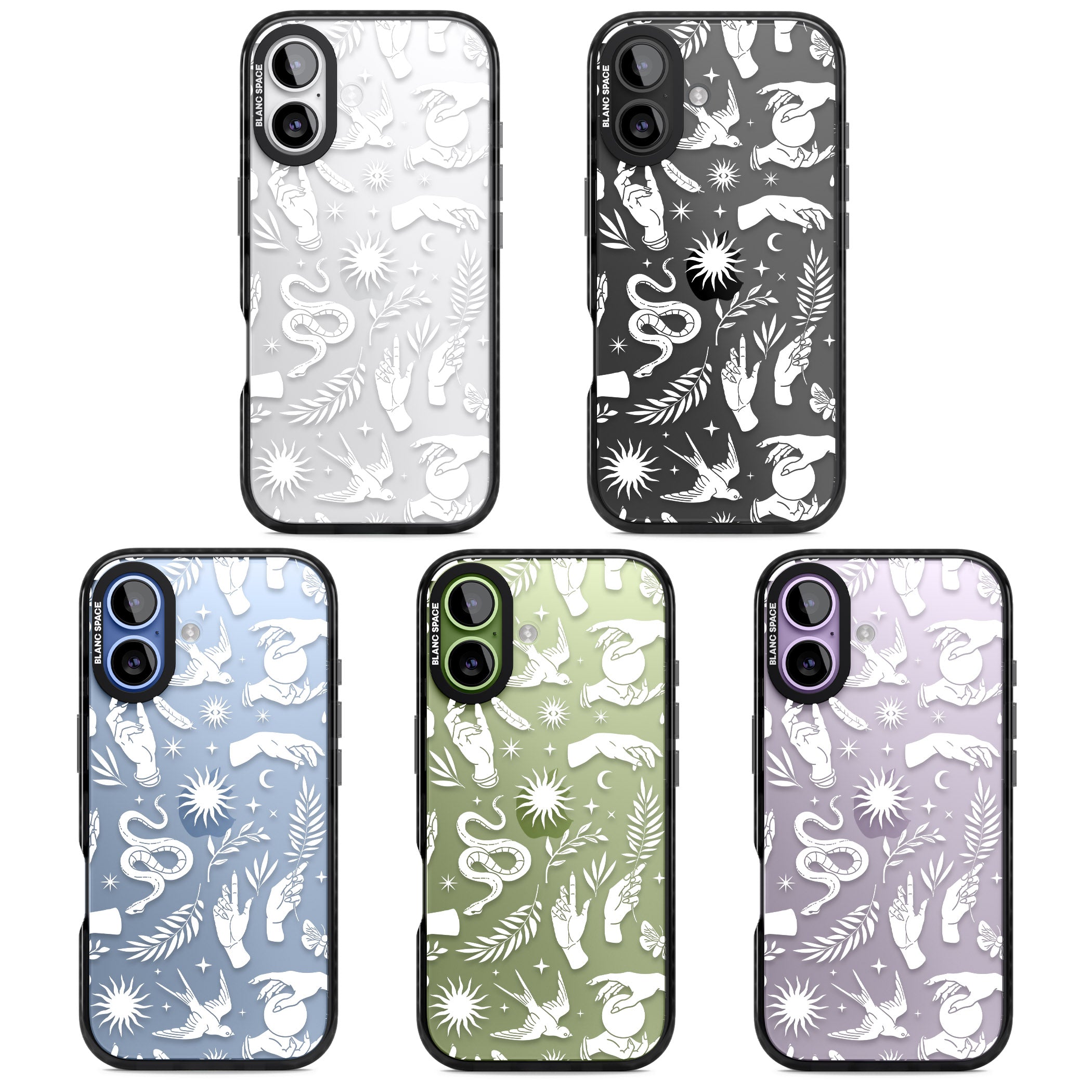 Celestial Pattern (White) iPhone 17 Impact Black Phone Case APT Impact Protection