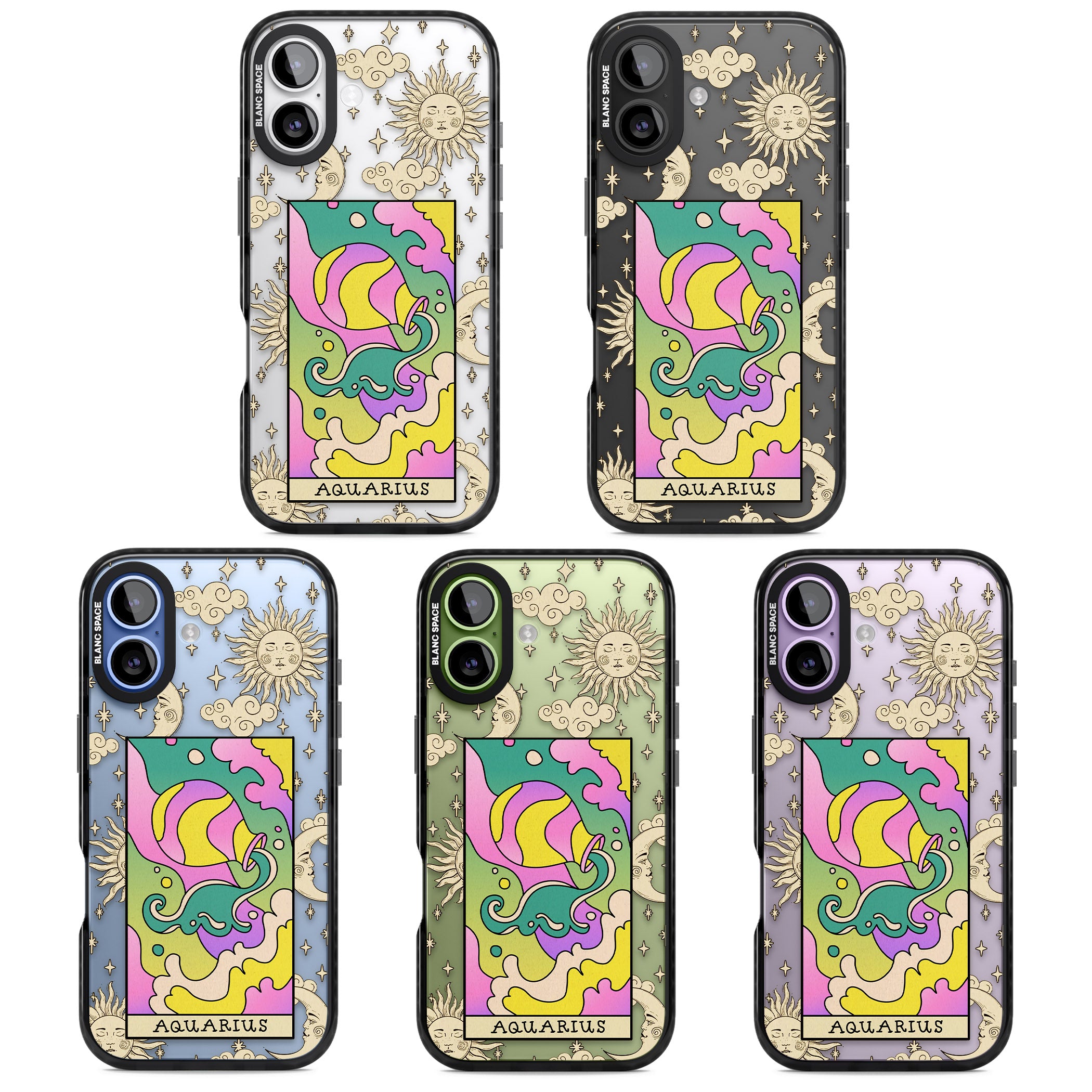 Celestial Zodiac Aquarius iPhone 17 Impact Black Phone Case APT Impact Protection