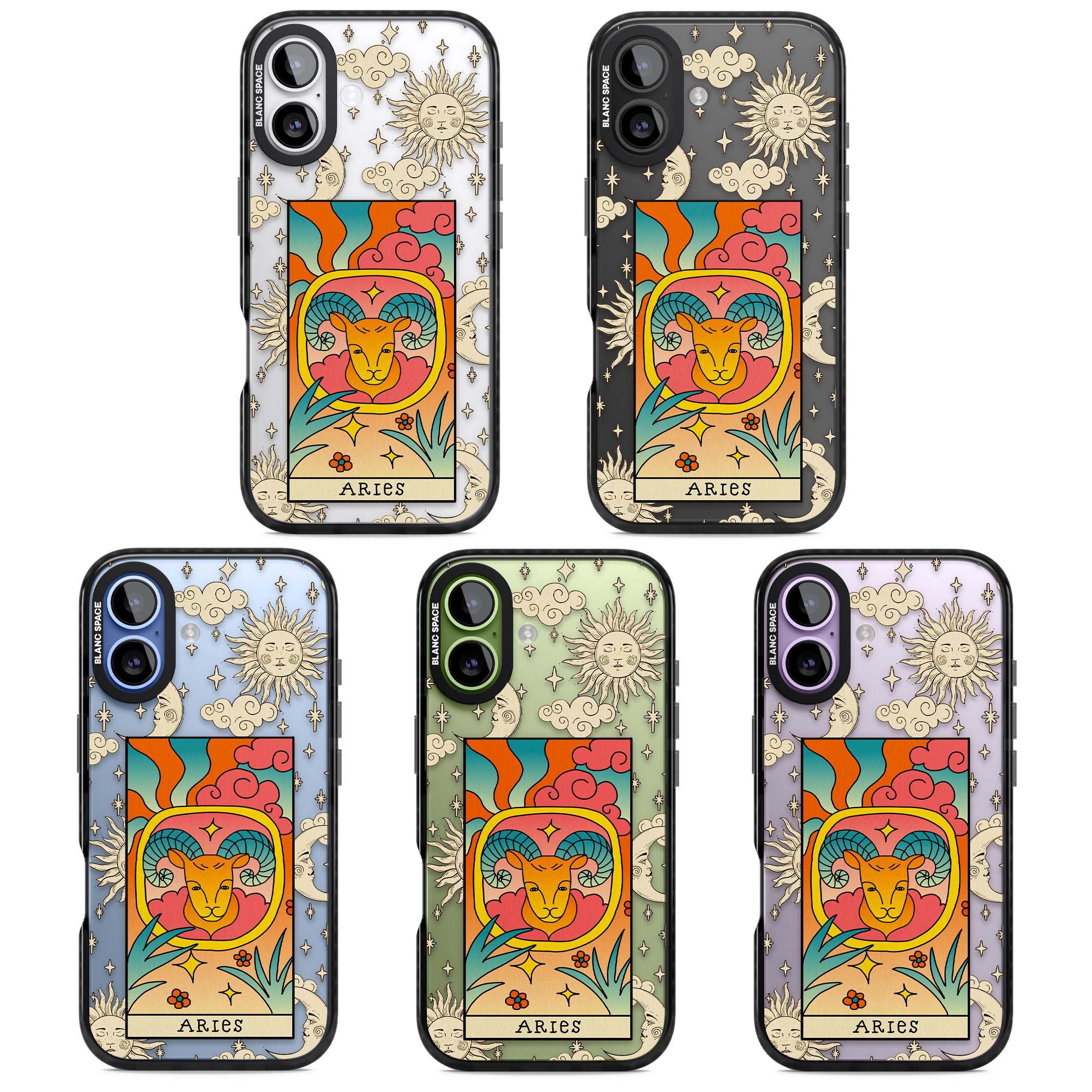 Celestial Zodiac Aries iPhone 17 Impact Black Phone Case APT Impact Protection