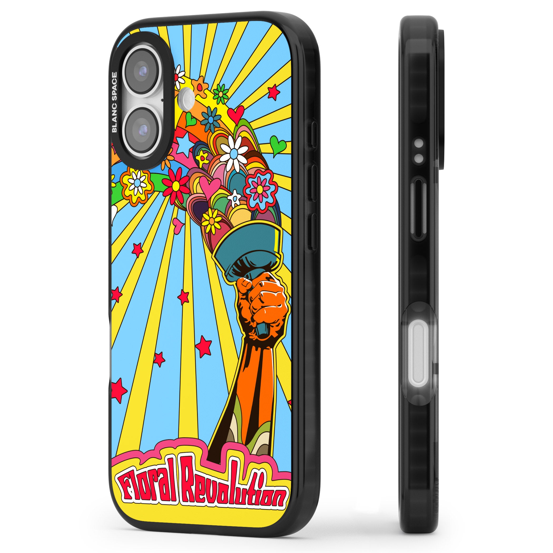 Floral Revolution iPhone 17 Impact Black Phone Case Side Profile