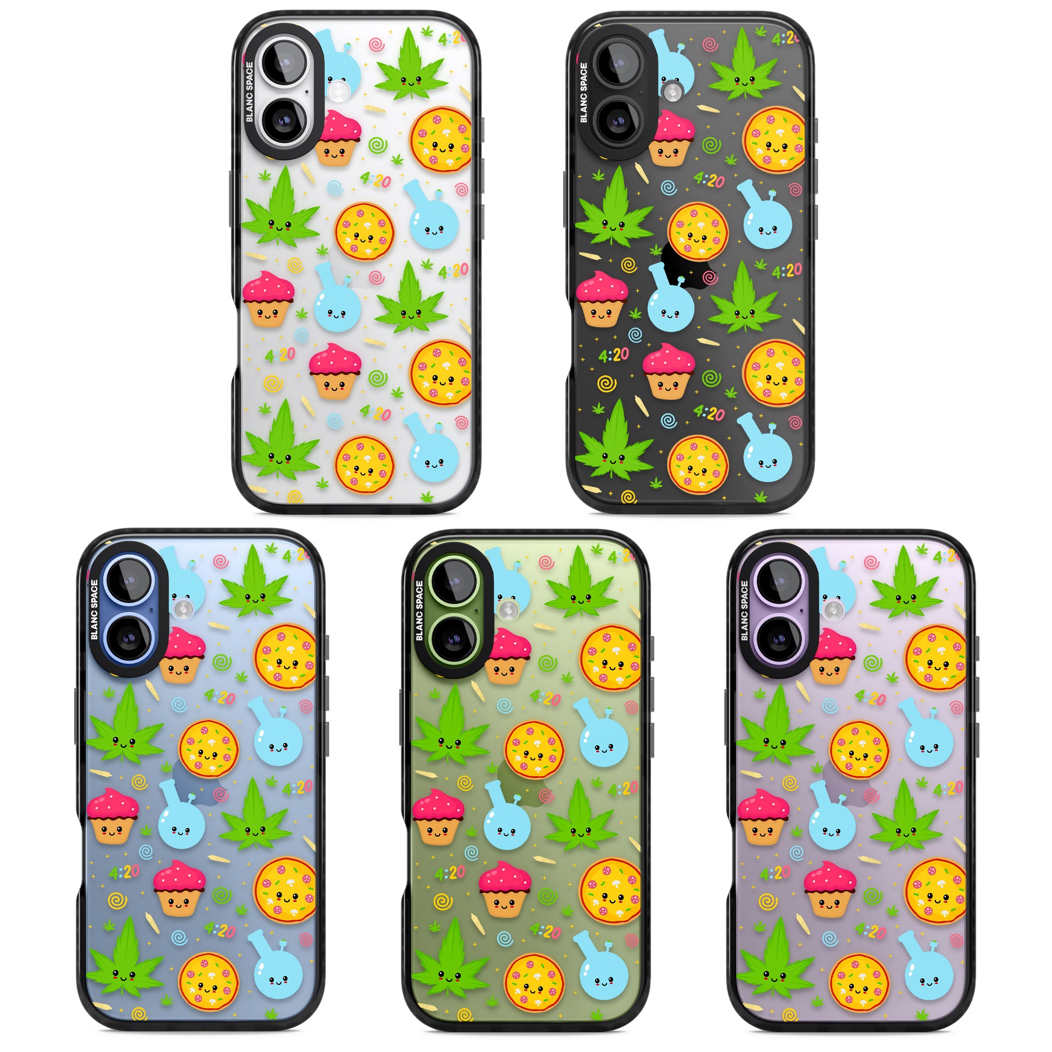 Kawaii Weed Pattern iPhone 17 Impact Black Phone Case APT Impact Protection