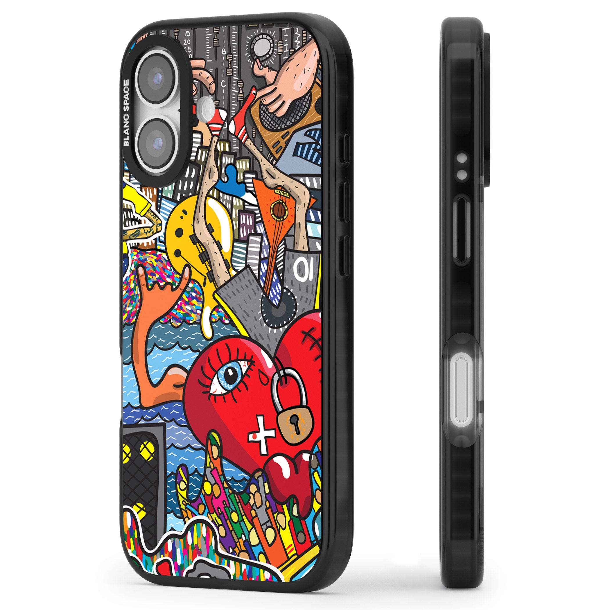 Crowd Tsunami iPhone 17 Impact Black Phone Case Side Profile