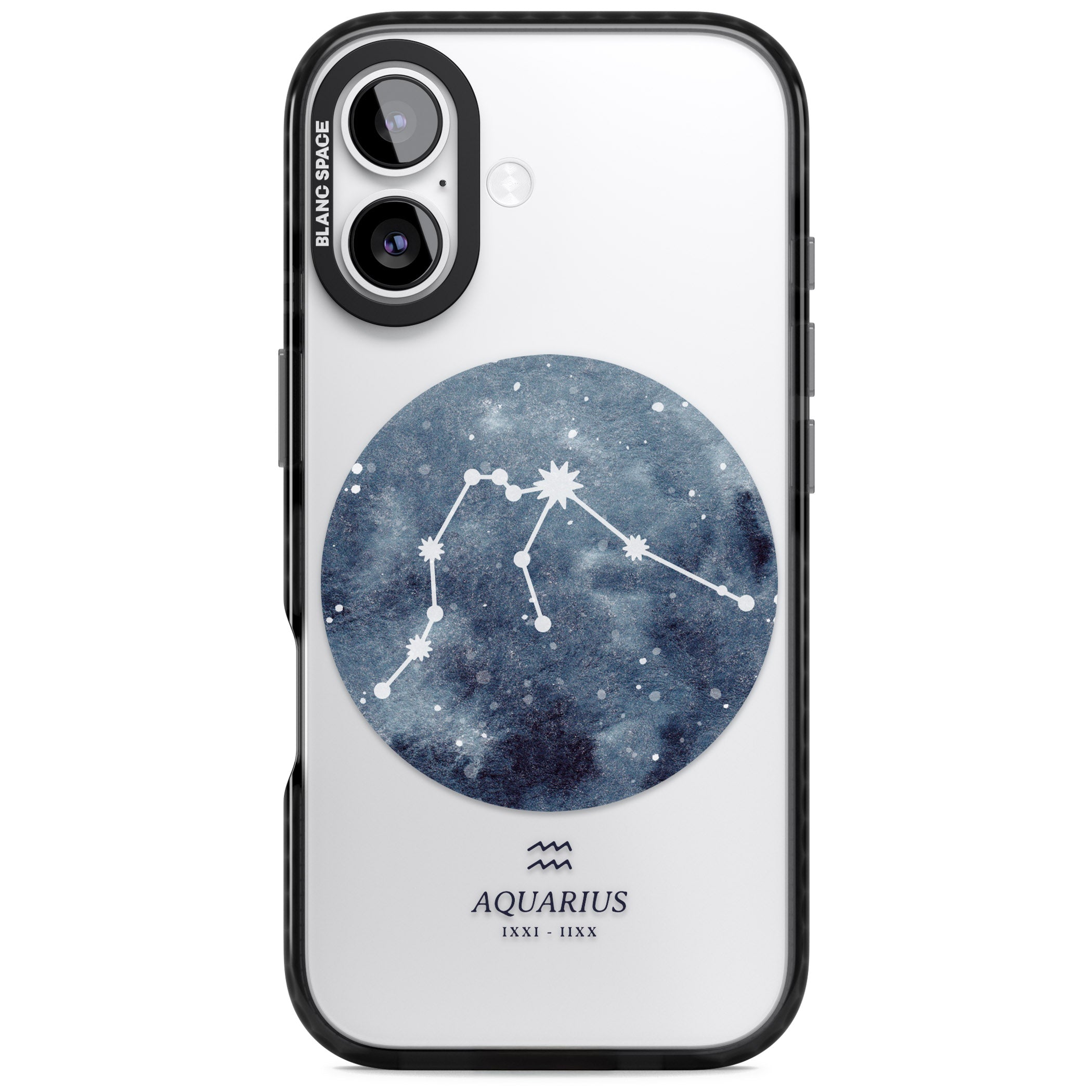 Aquarius Zodiac Blue iPhone 17 Impact Black Phone Case