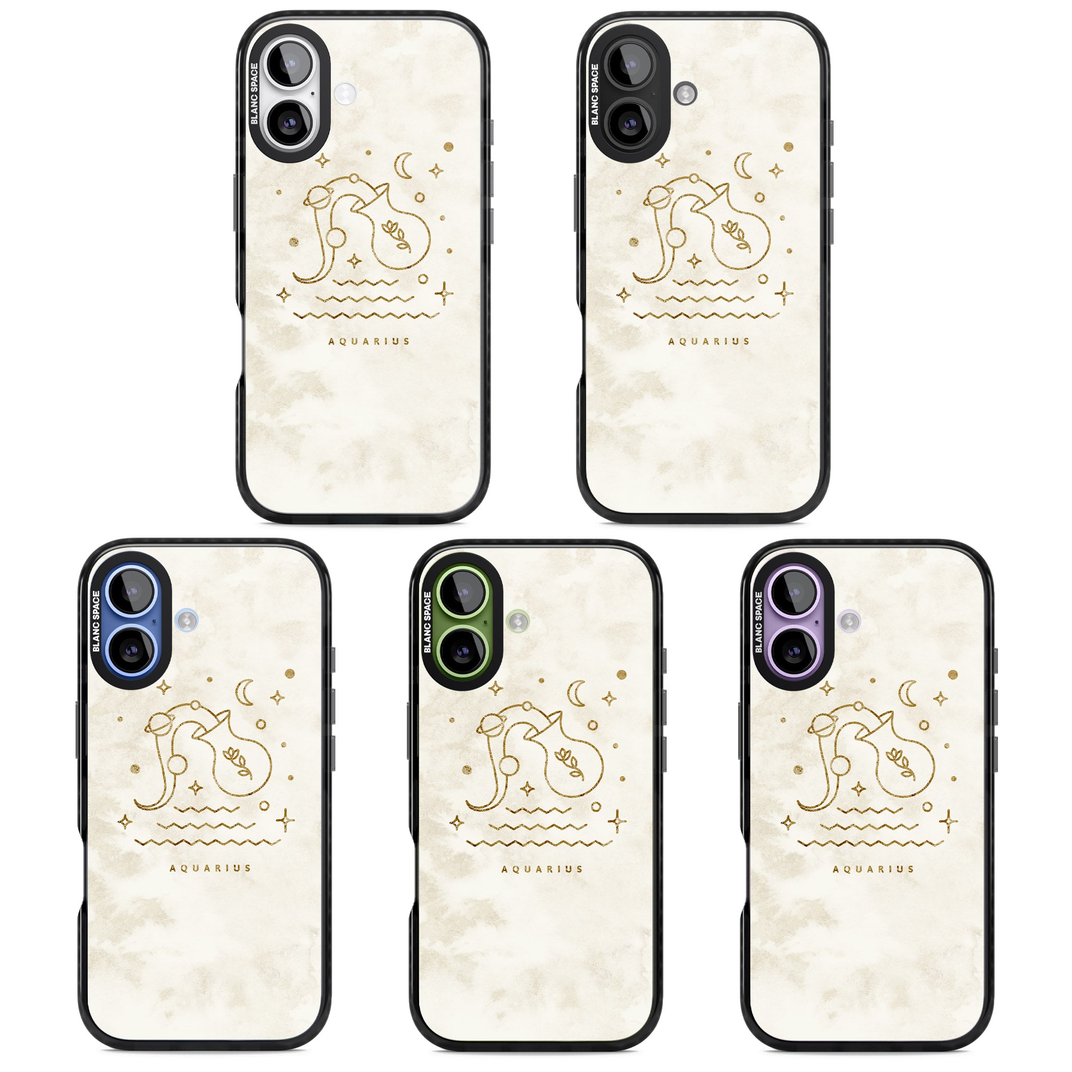 Aquarius Golden Emblem iPhone 17 Impact Black Phone Case APT Impact Protection
