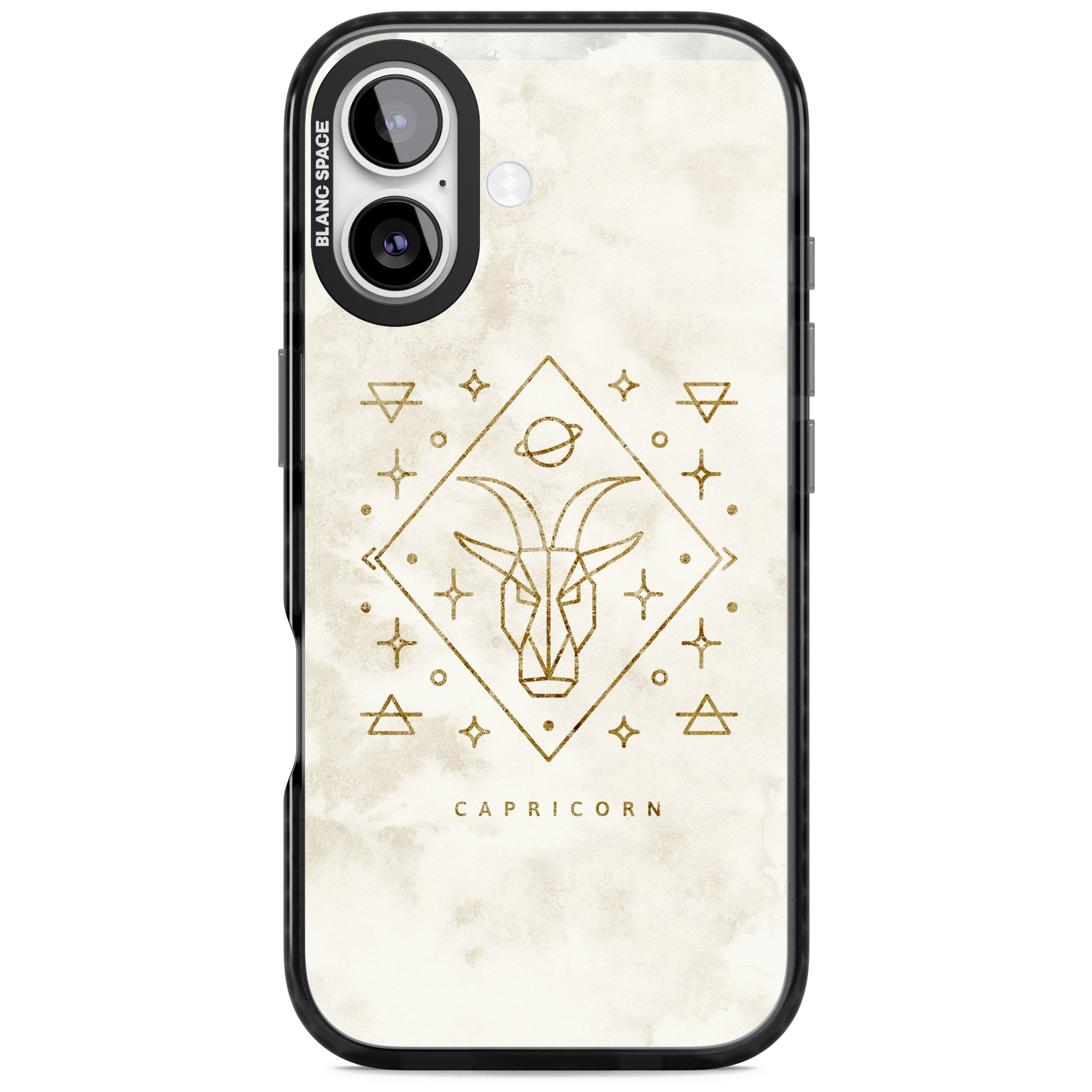 Capricorn Gold Zodiac Design iPhone 17 Impact Black Phone Case