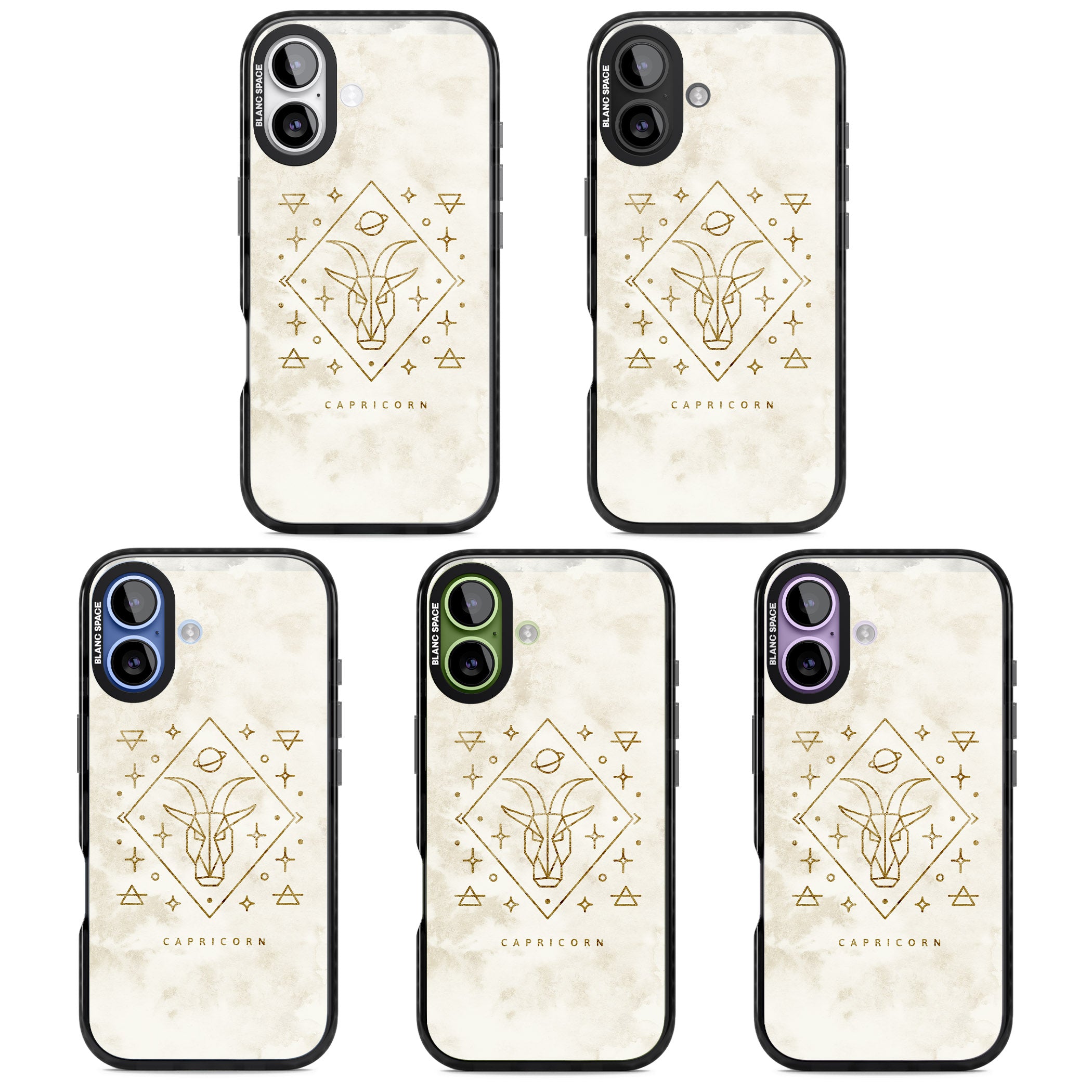 Capricorn Gold Zodiac Design iPhone 17 Impact Black Phone Case APT Impact Protection