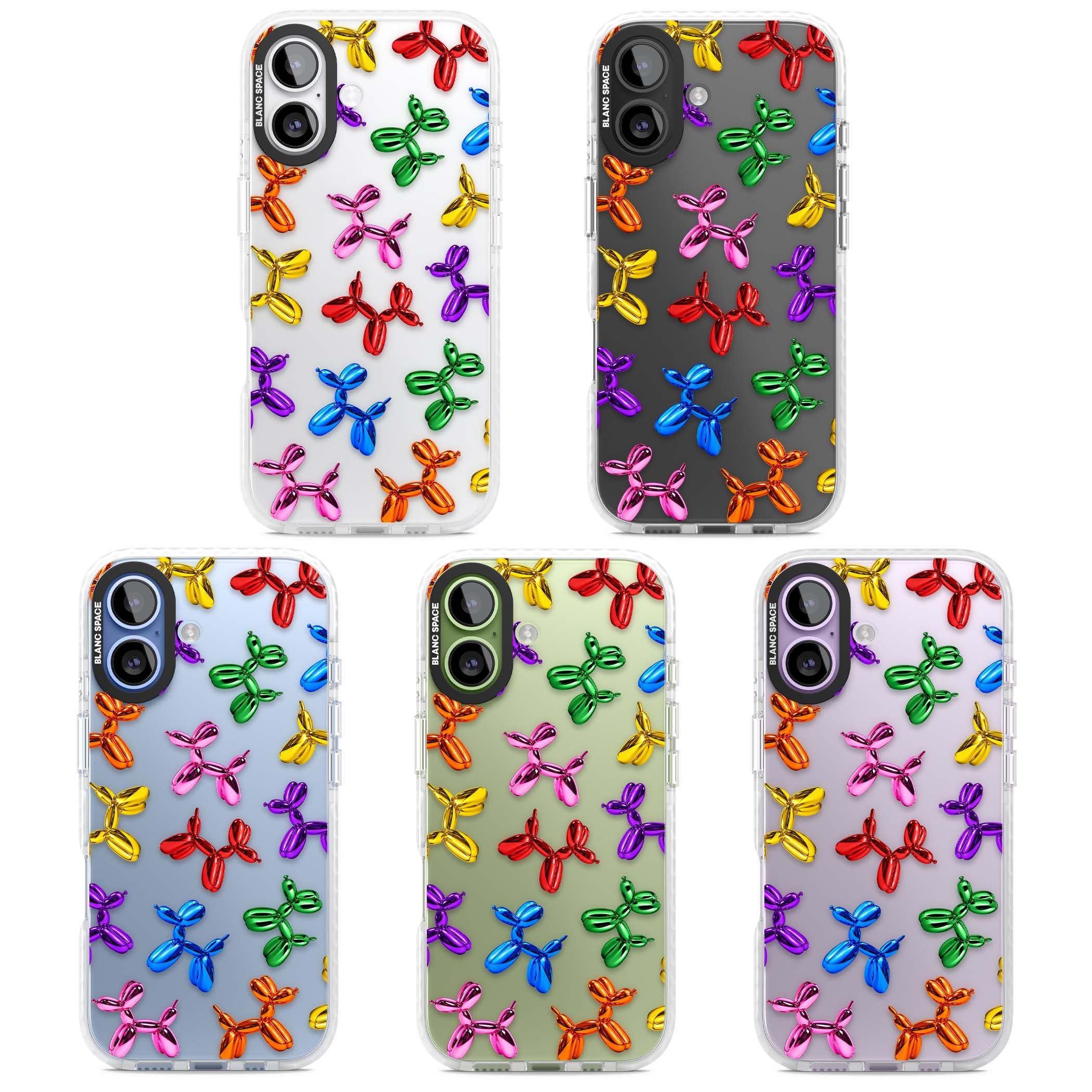 Balloon Dogs pop art iPhone case featuring rainbow chrome balloon dogs in Jeff Koons style | Black Impact case for iPhone 17