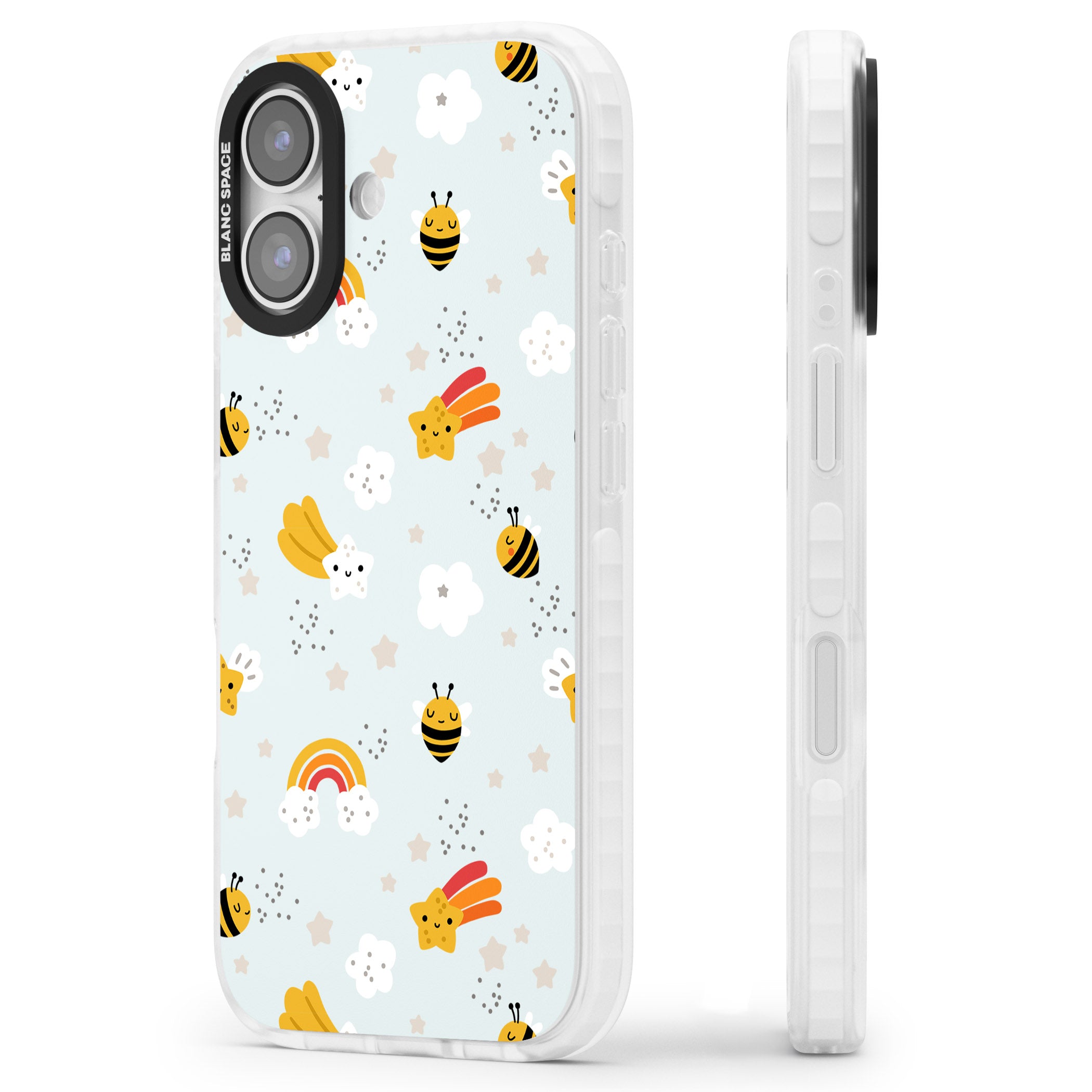 Sweet As Honey Patterns: Bees & Rainbows iPhone 17 Impact Clear Phone Case Side Profile