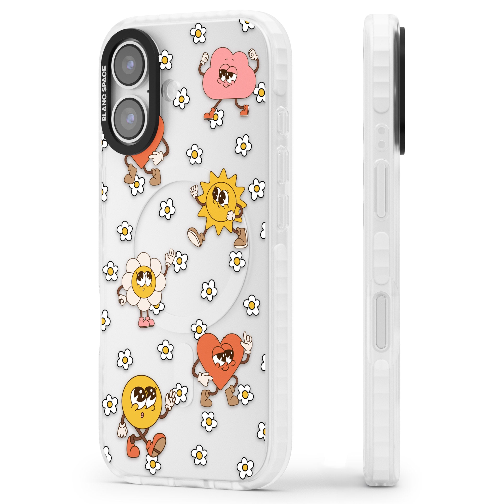 Daisies & Friends iPhone 17 Impact Clear Phone Case Side Profile