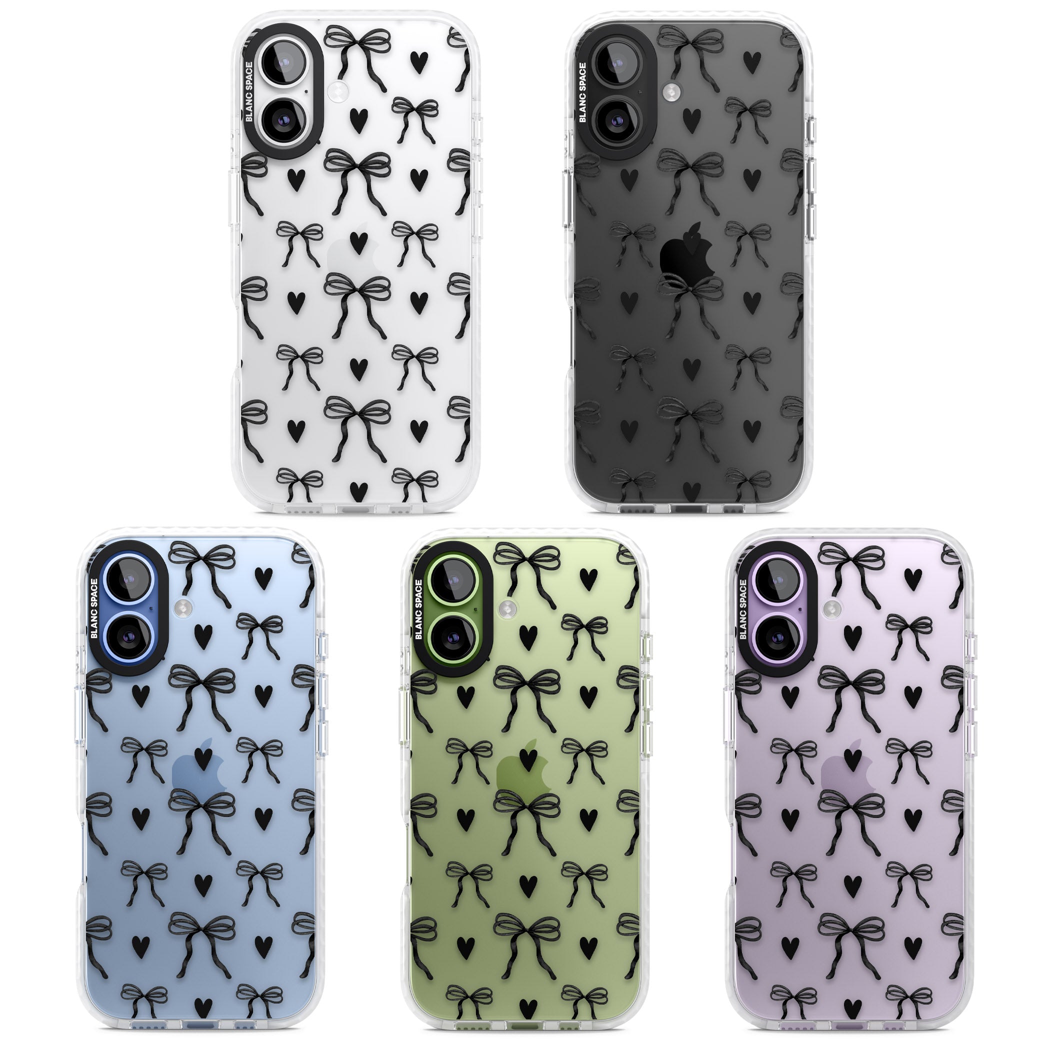 Black Bows & Hearts iPhone 17 Impact Clear Phone Case APT Impact Protection