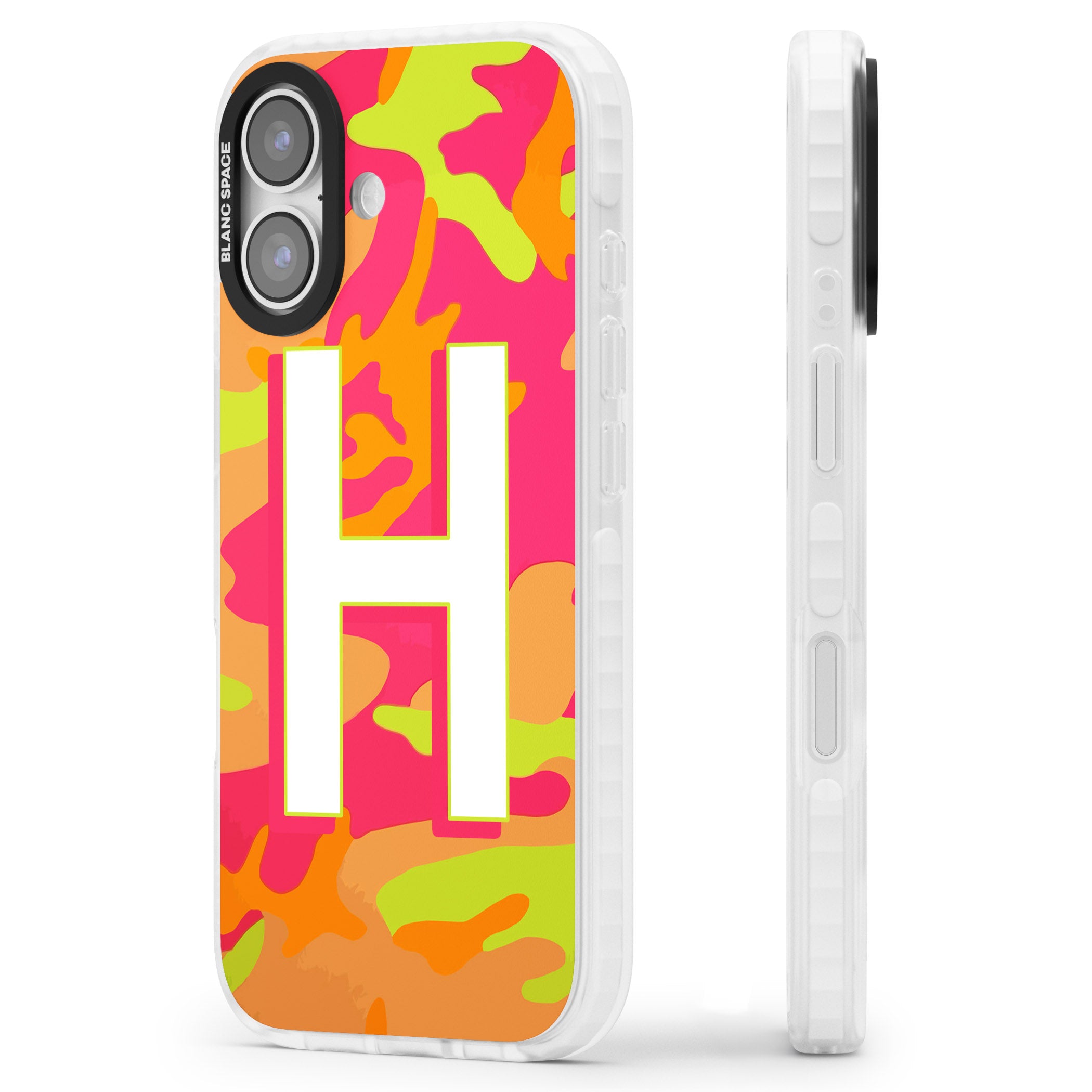 Personalised Neon Camo iPhone 17 Impact Clear Phone Case Side Profile