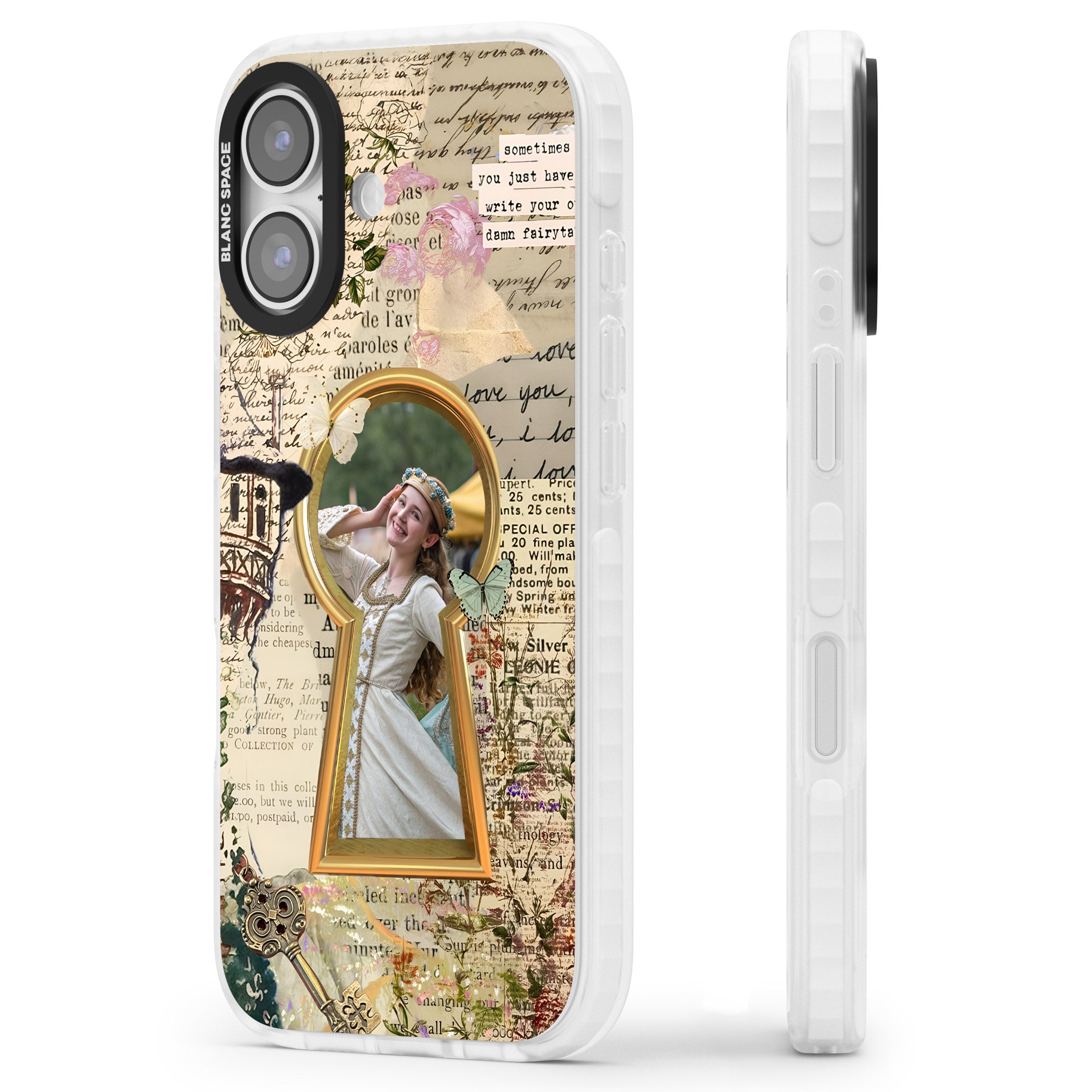 Personalised Bookpage Keyhole Frame iPhone 17 Impact Clear Phone Case Side Profile