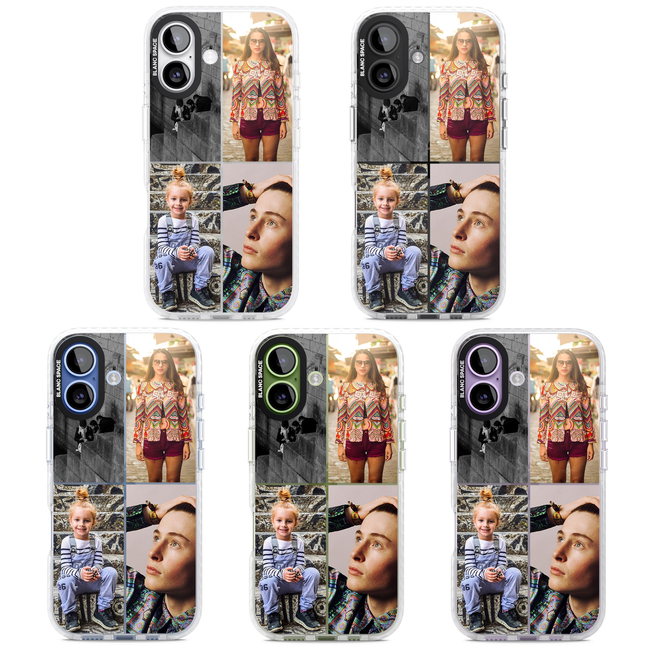 Personalised 4 Photo Grid iPhone 17 Impact Clear Phone Case APT Impact Protection