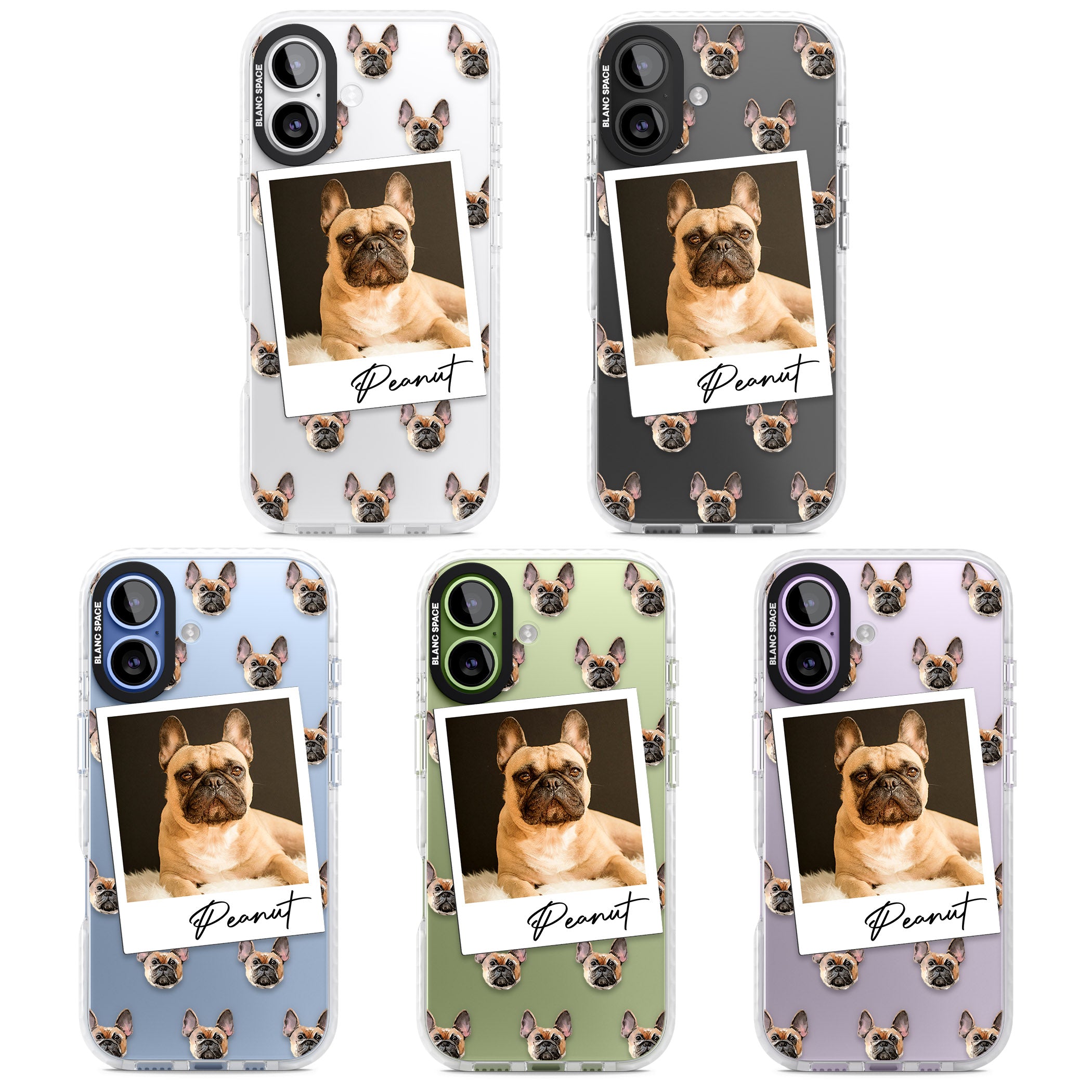 Personalised Tan French Bulldog Instant Camera Photo iPhone 17 Impact Clear Phone Case APT Impact Protection