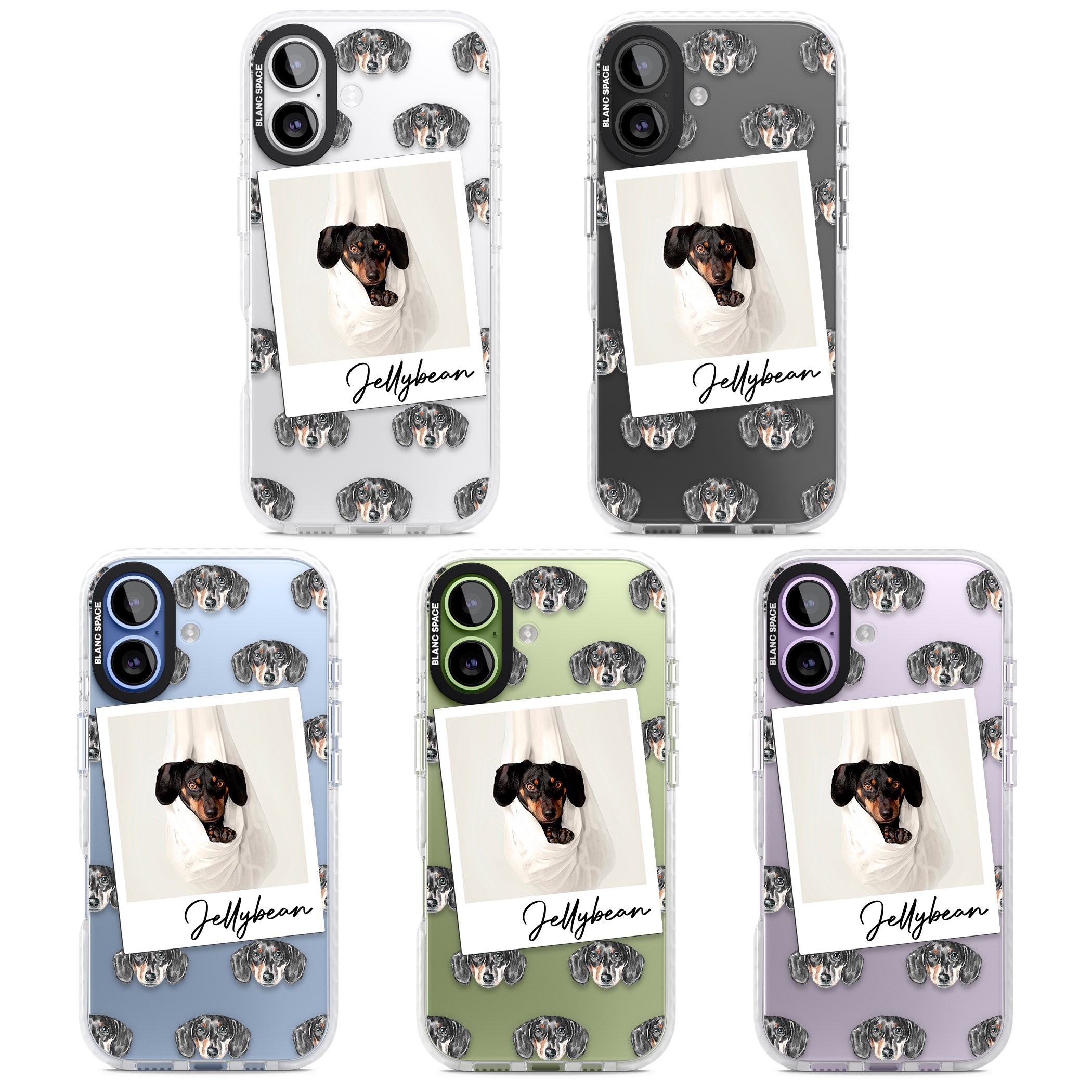 Personalised Black Dachshund Instant Camera Photo iPhone 17 Impact Clear Phone Case APT Impact Protection
