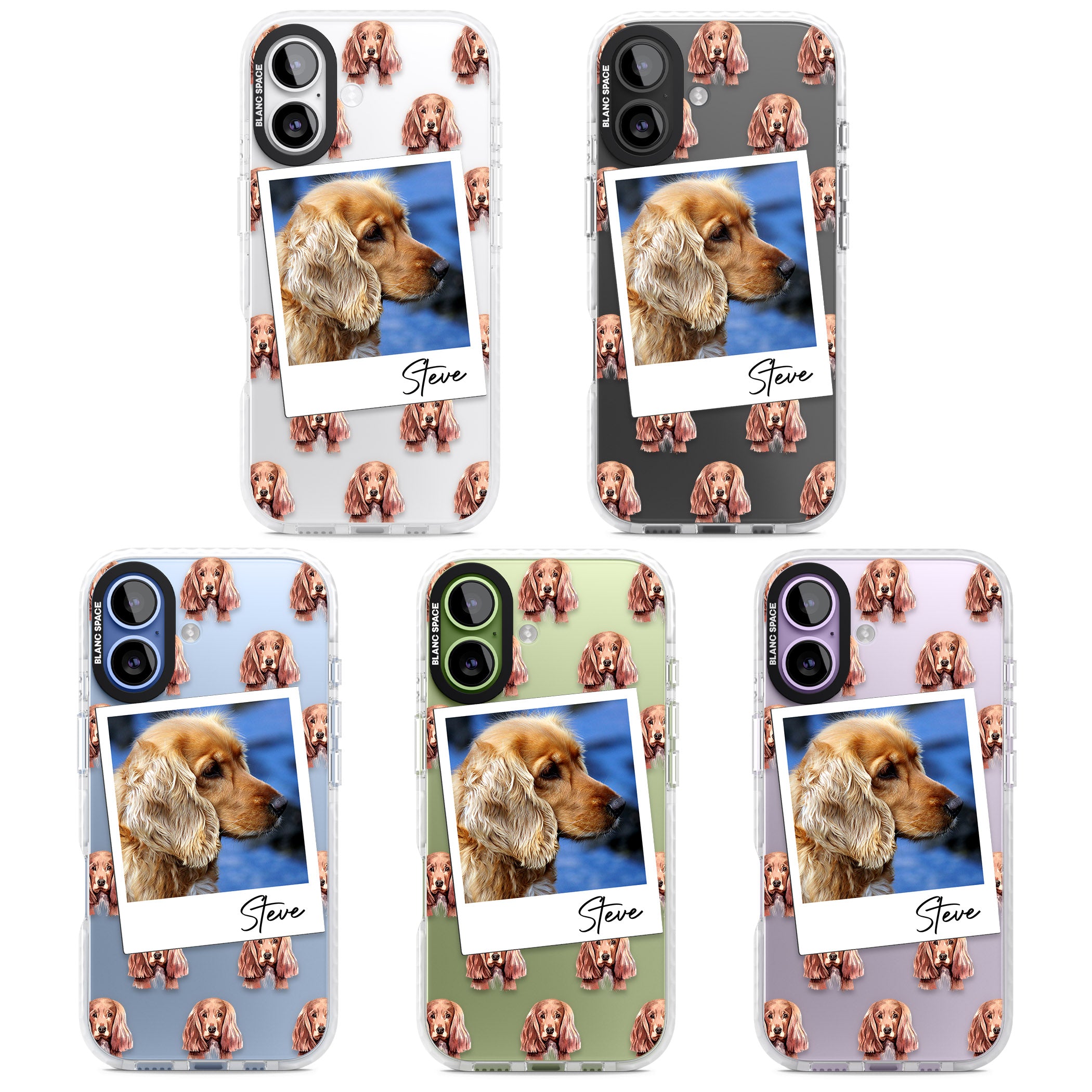 Personalised Cocker Spaniel Instant Camera Photo iPhone 17 Impact Clear Phone Case APT Impact Protection