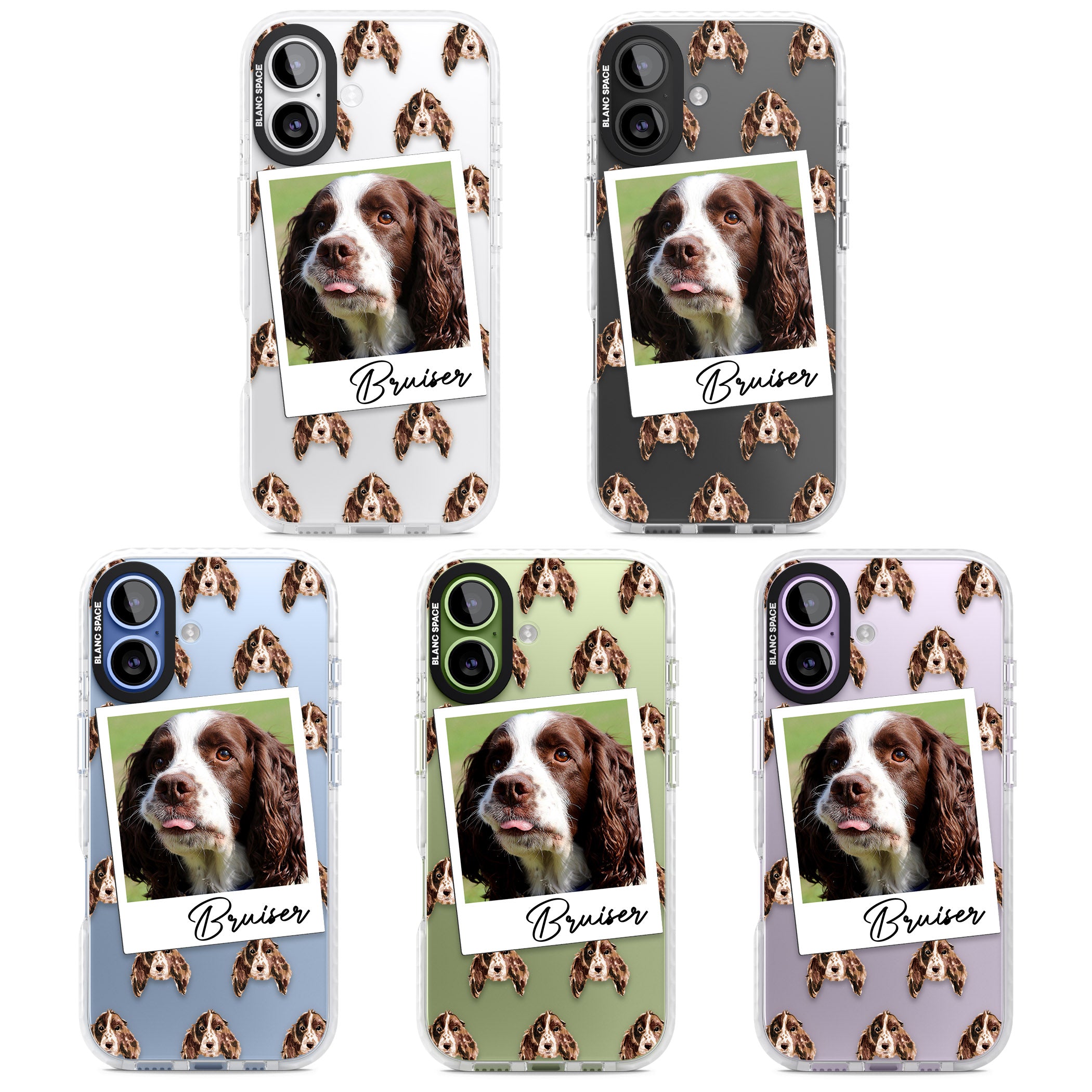 Personalised Springer Spaniel Instant Camera Photo iPhone 17 Impact Clear Phone Case APT Impact Protection