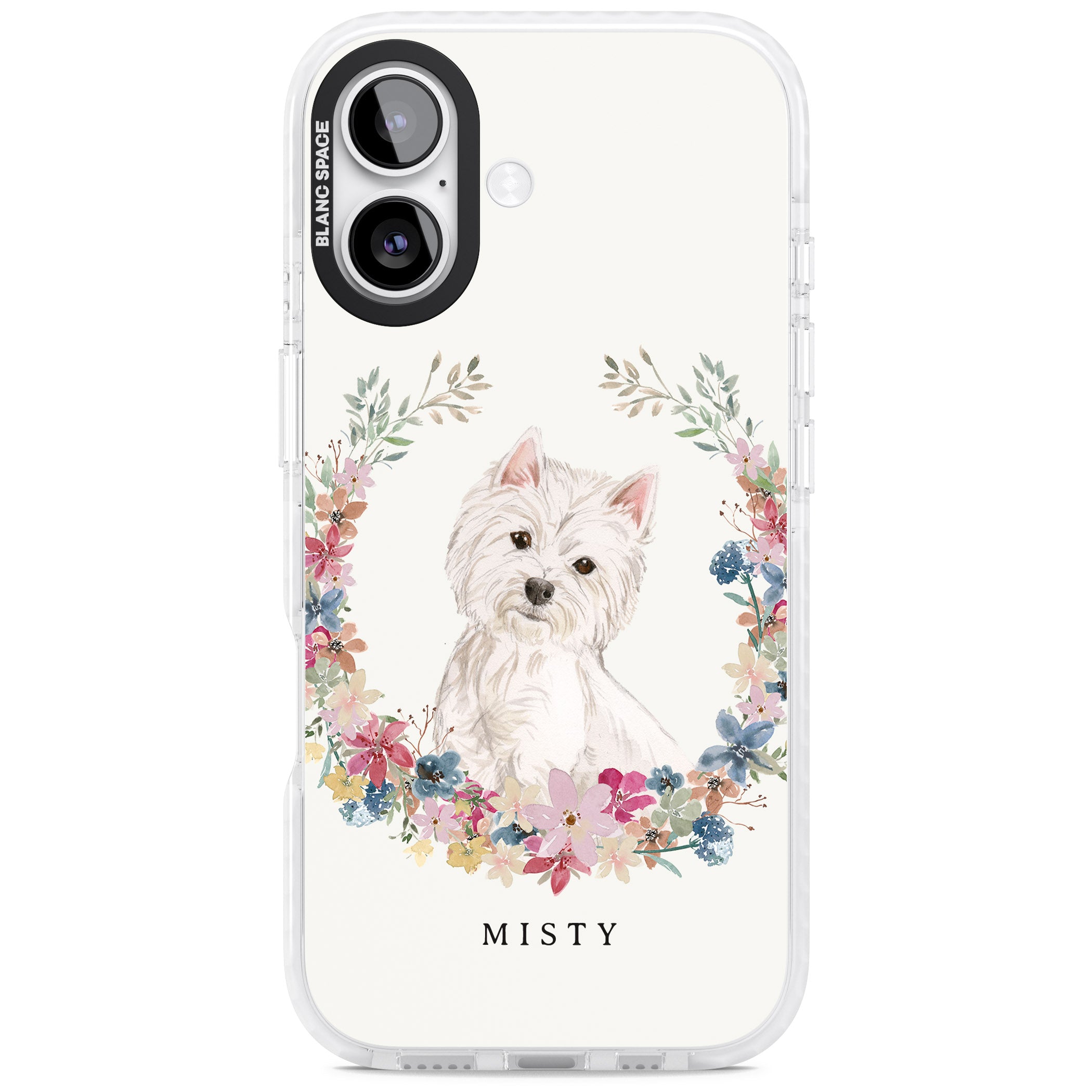Personalised Westie Floral Portrait iPhone 17 Impact Clear Phone Case