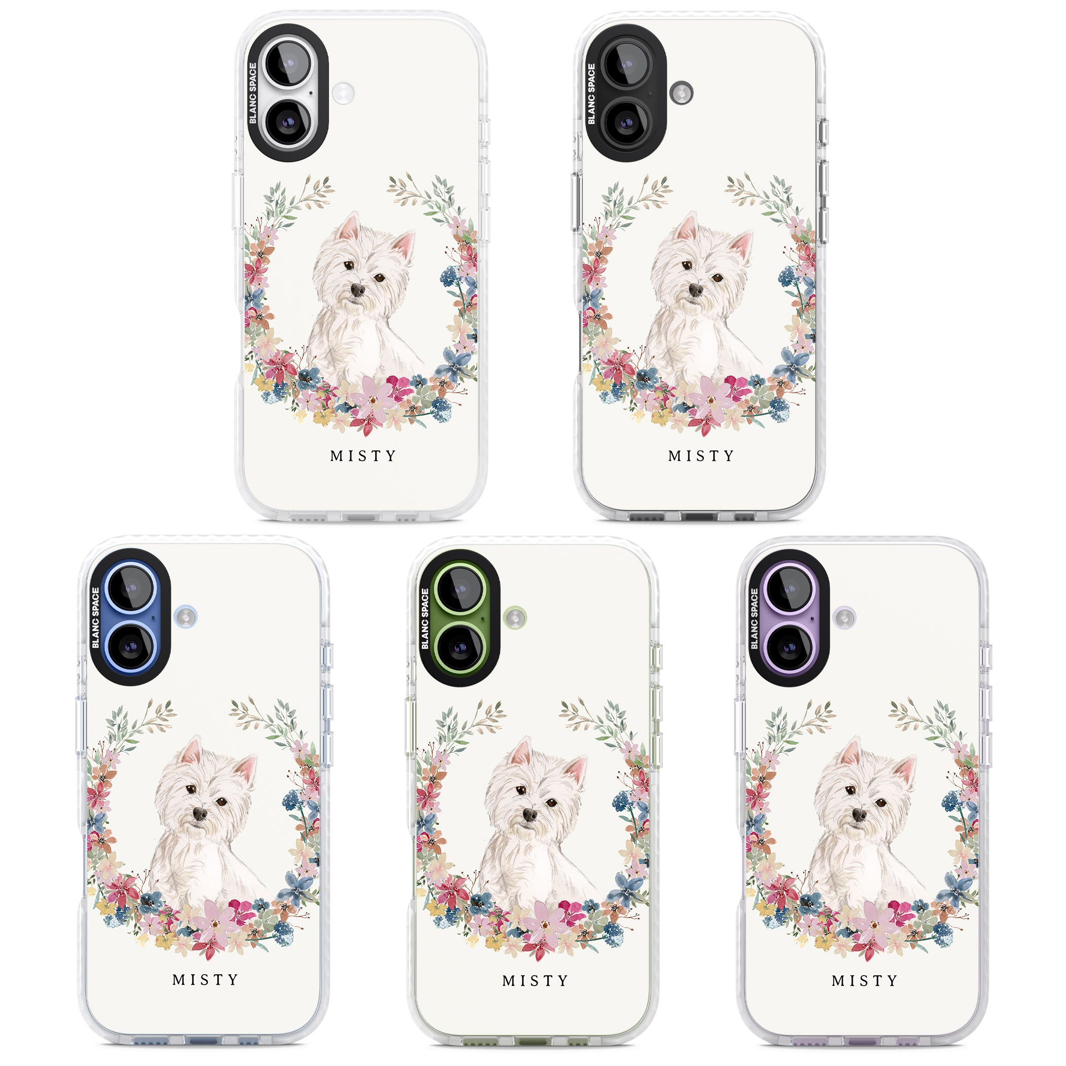 Personalised Westie Floral Portrait iPhone 17 Impact Clear Phone Case APT Impact Protection