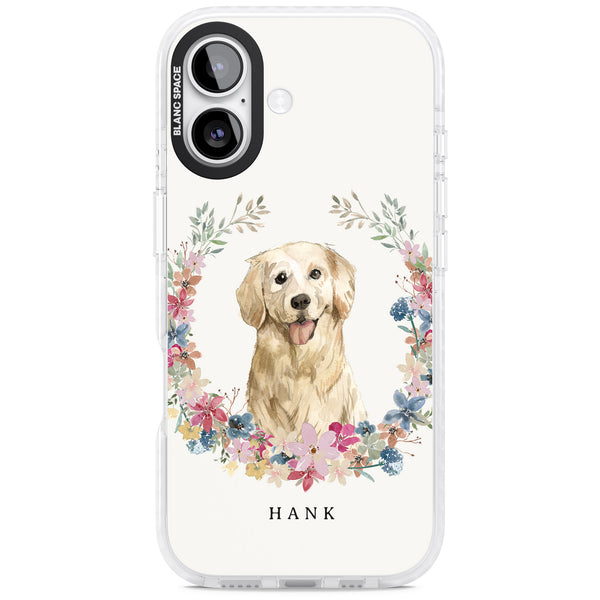 Personalised Golden Retriever Floral Portrait