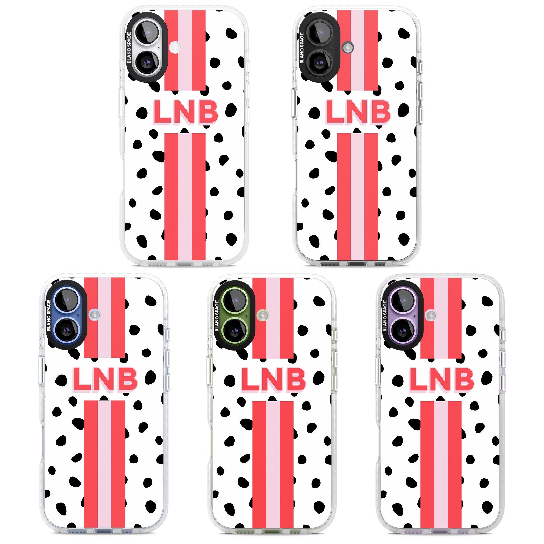 Personalised Polka & Pink Stripe iPhone 17 Impact Clear Phone Case APT Impact Protection