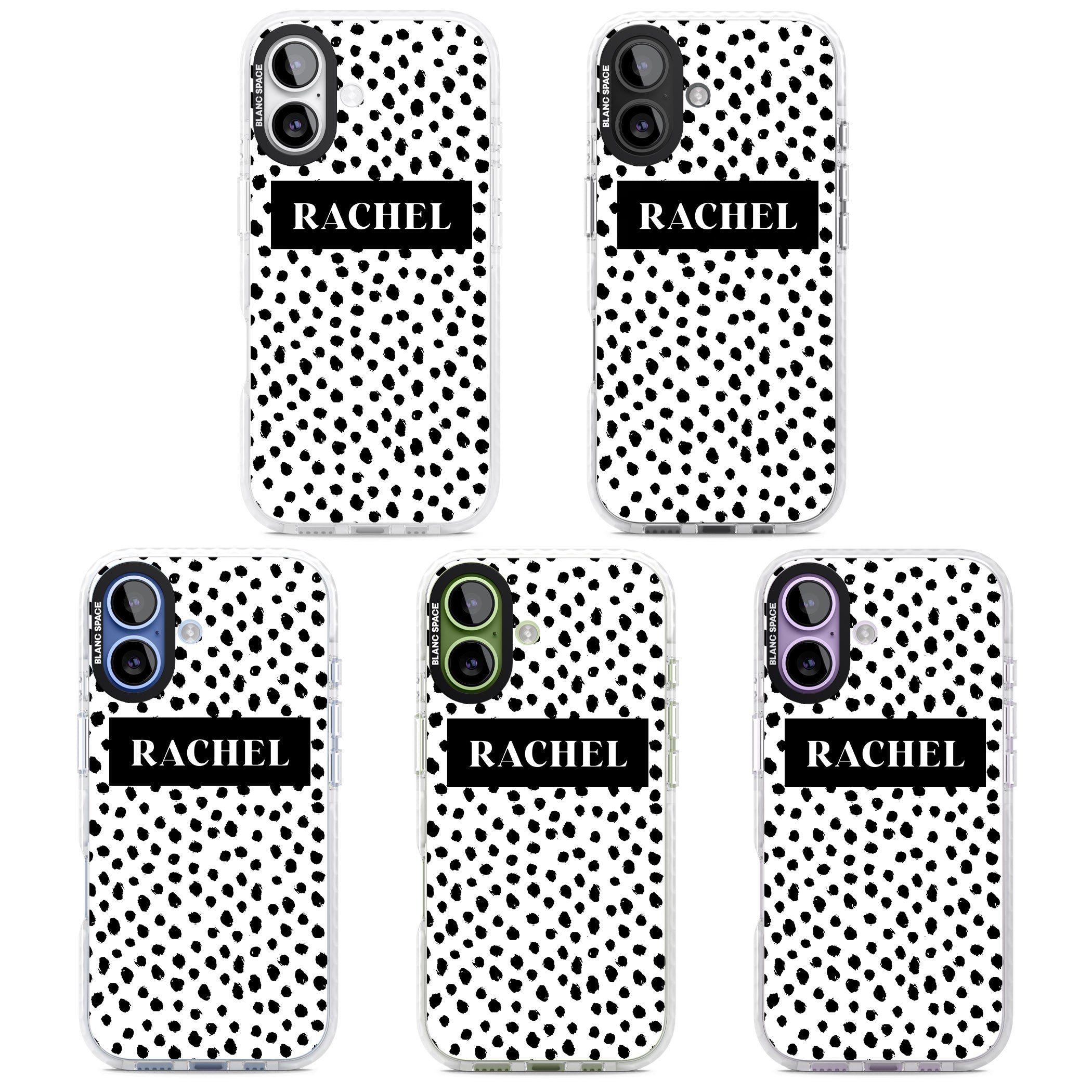 Personalised Black Dots iPhone 17 Impact Clear Phone Case APT Impact Protection