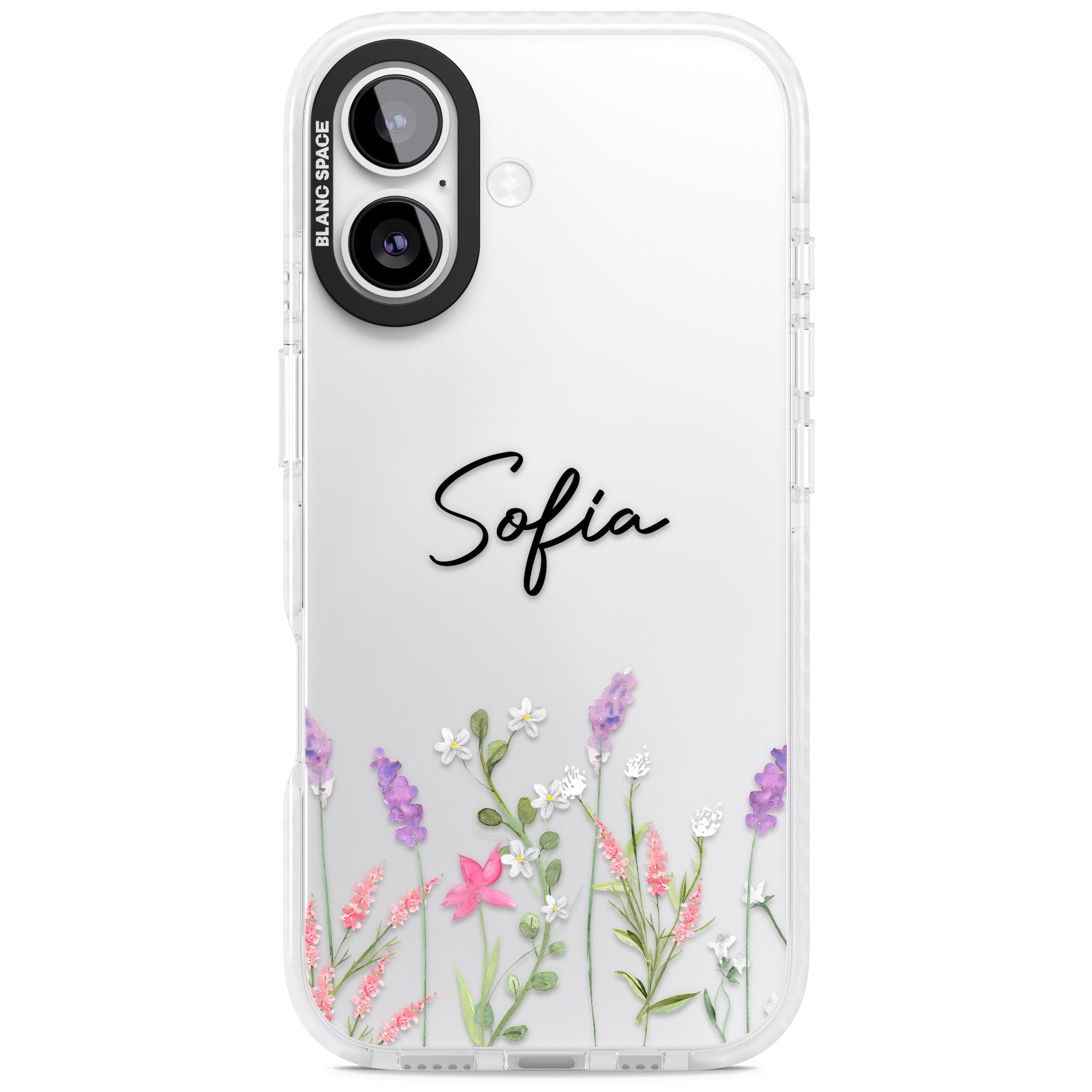 Personalised Lavender Wildflowers iPhone 17 Impact Clear Phone Case