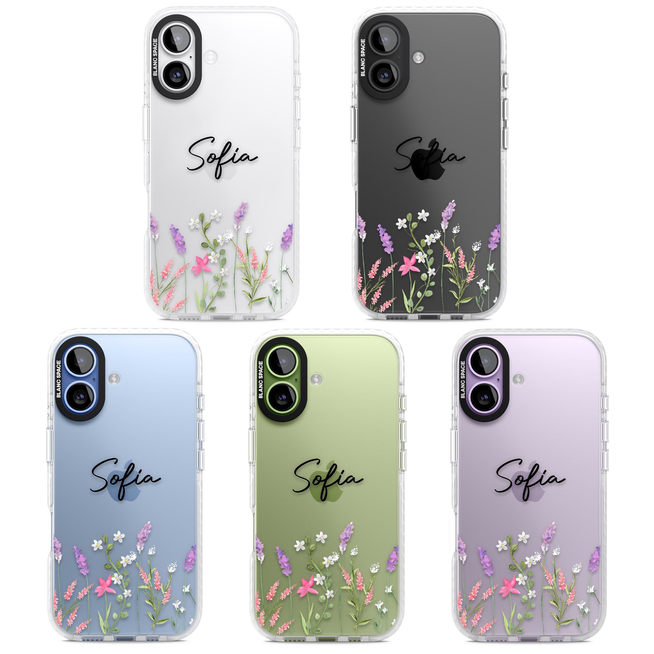 Personalised Lavender Wildflowers iPhone 17 Impact Clear Phone Case APT Impact Protection