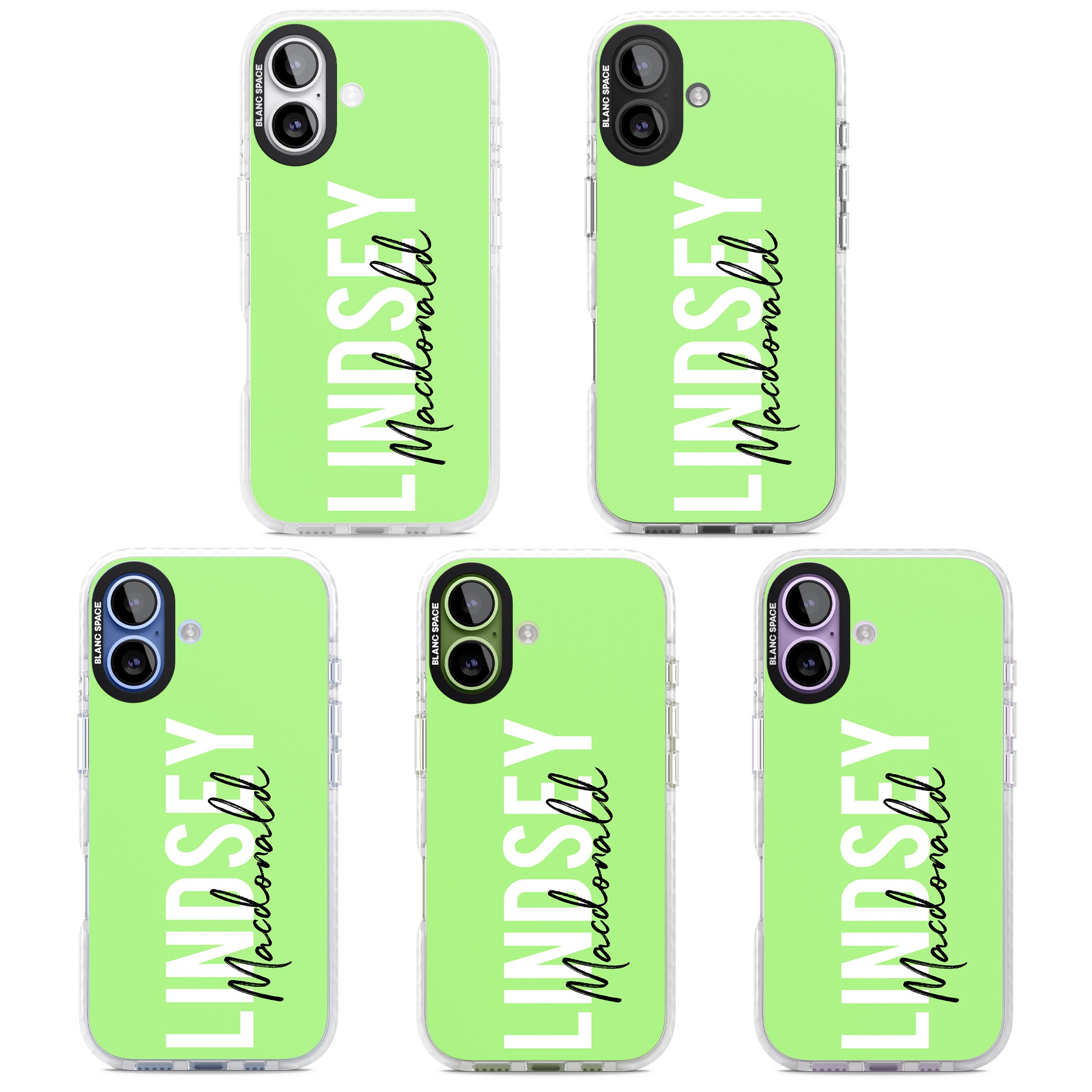 Personalised Bold Name: Lime iPhone 17 Impact Clear Phone Case APT Impact Protection