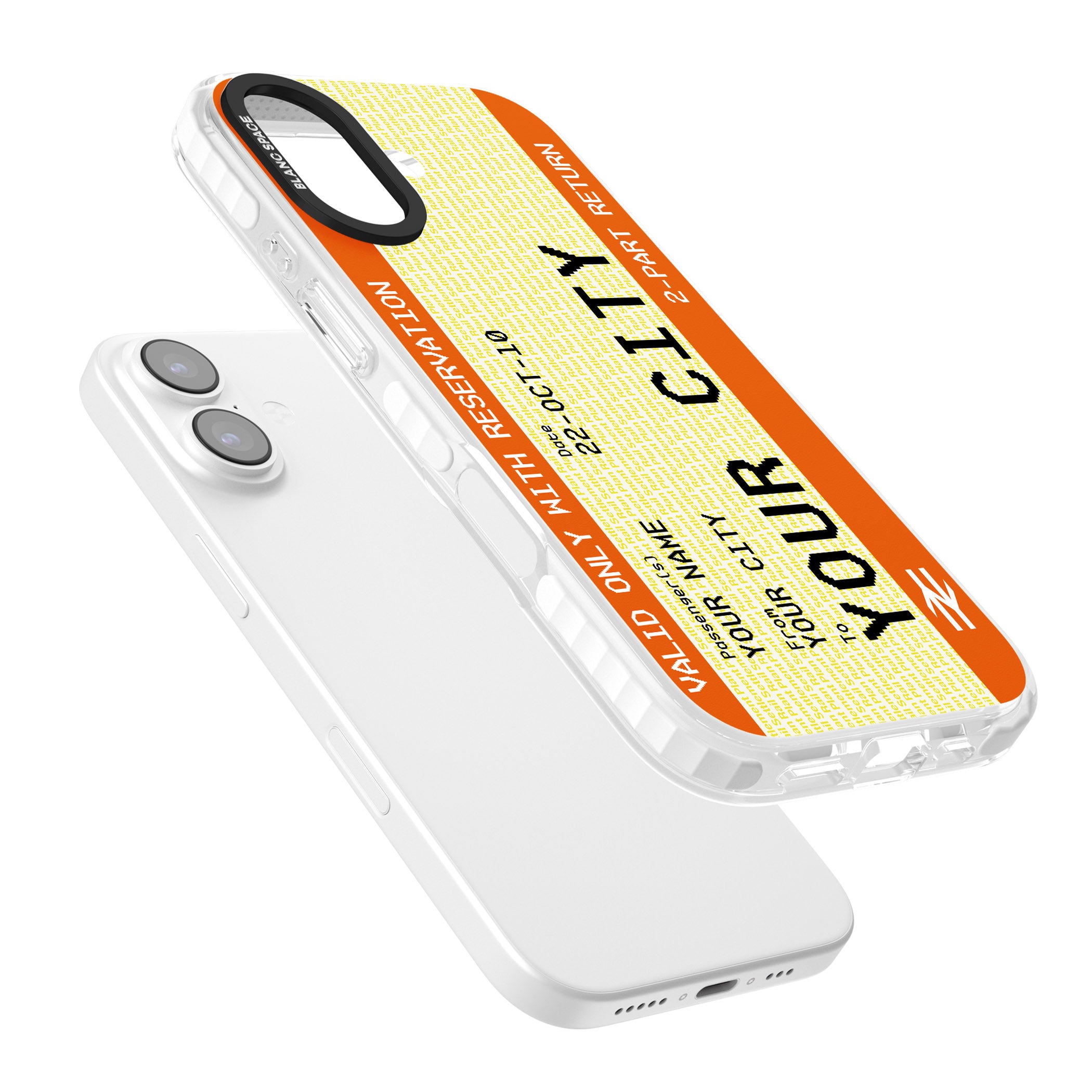 Personalised Create Your Own Train Ticket iPhone 17 Impact Clear Phone Case Colours