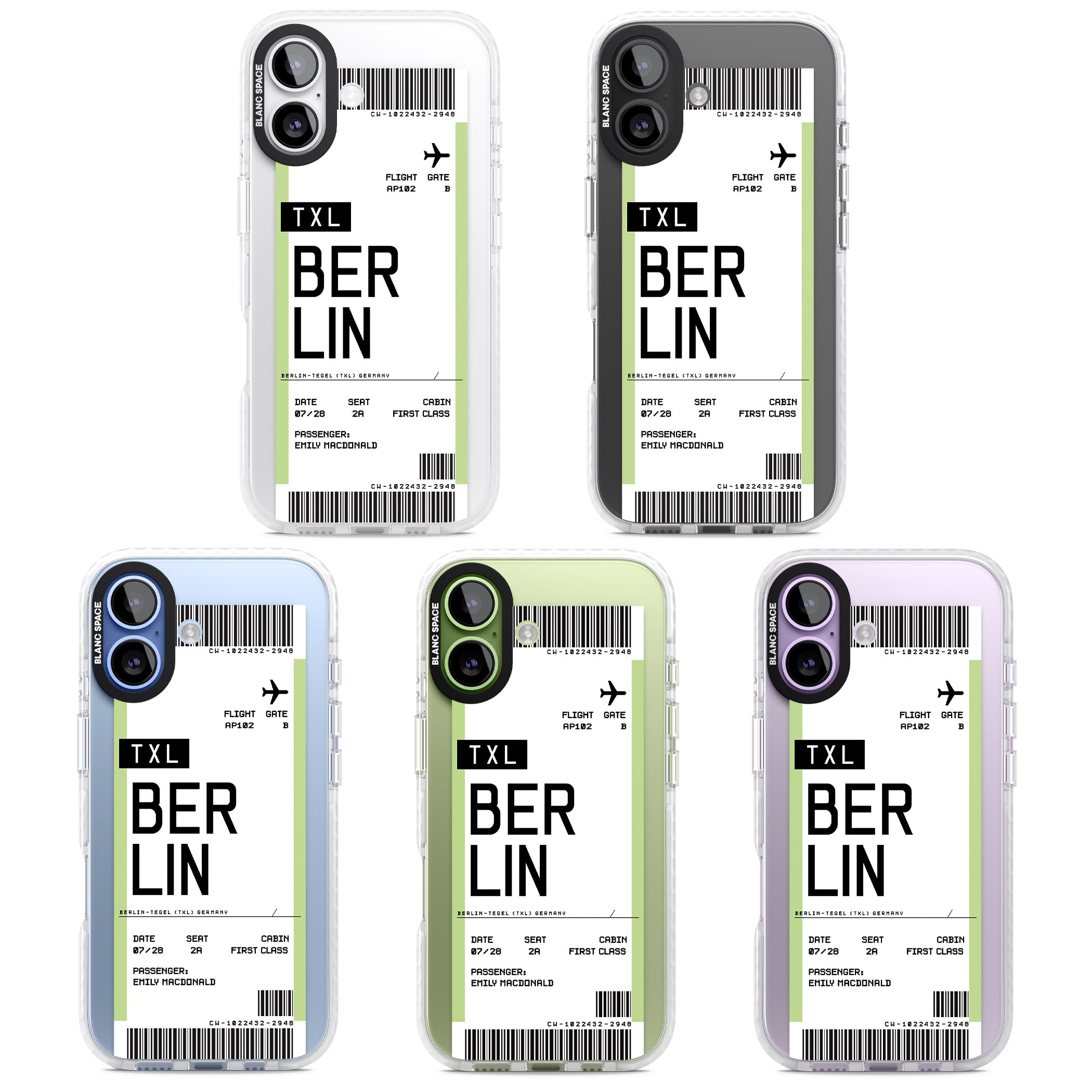 Personalised Berlin Boarding Pass iPhone 17 Impact Clear Phone Case APT Impact Protection